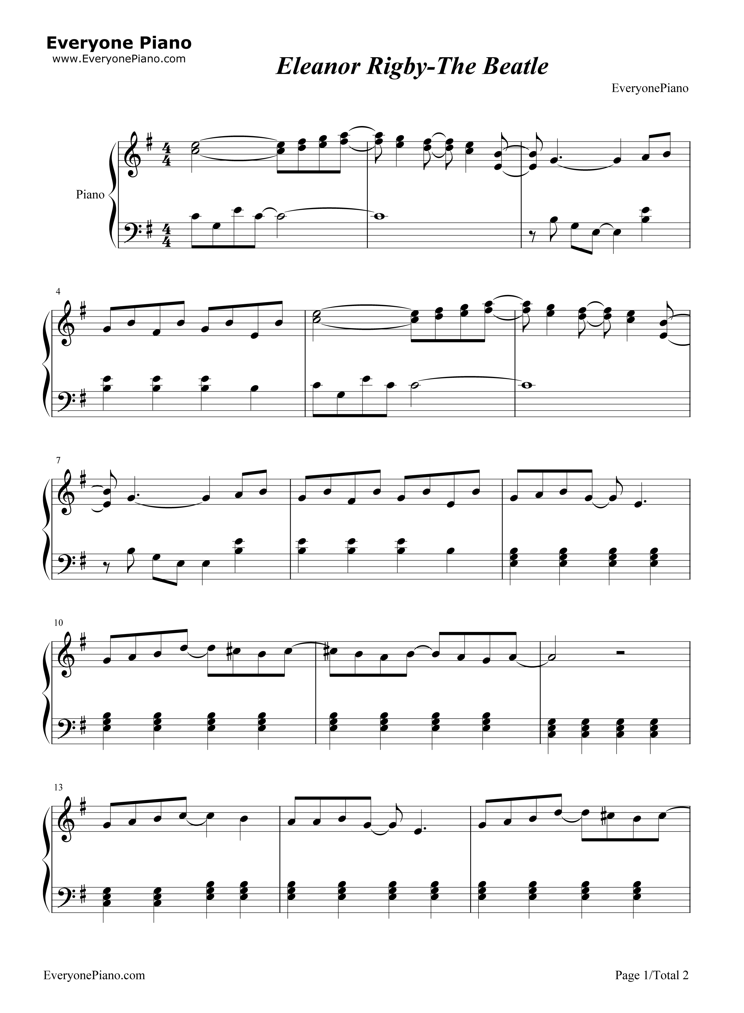 Eleanor_Rigby钢琴谱_The_Beatles