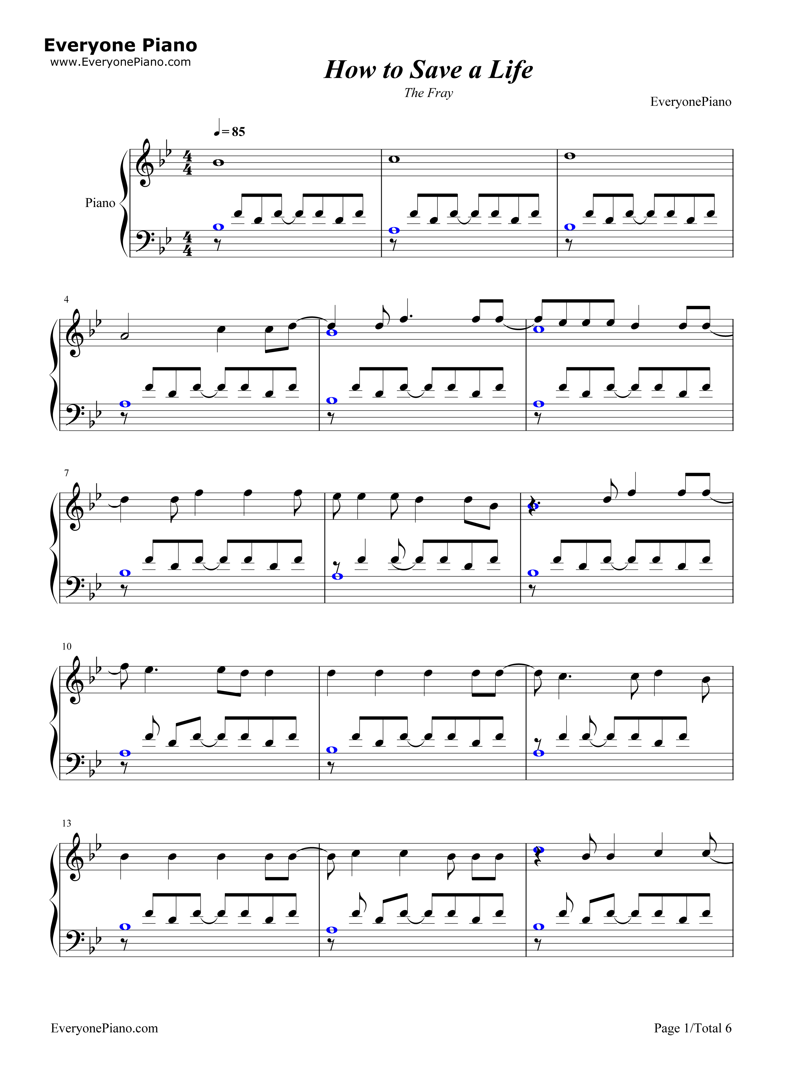 How_to_Save_a_Life钢琴谱_The_Fray
