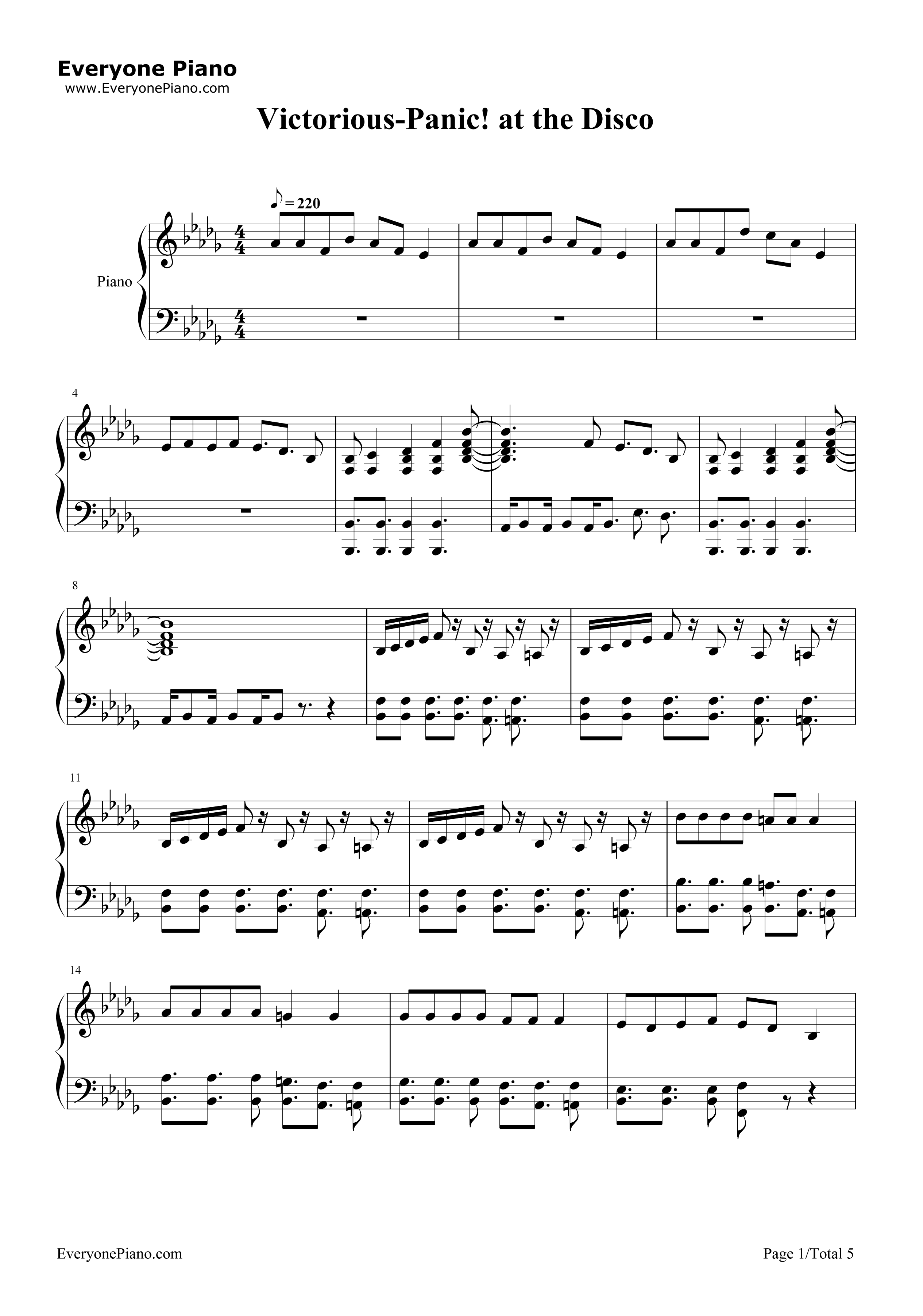 Victorious钢琴谱_Panic_at_the_Disco