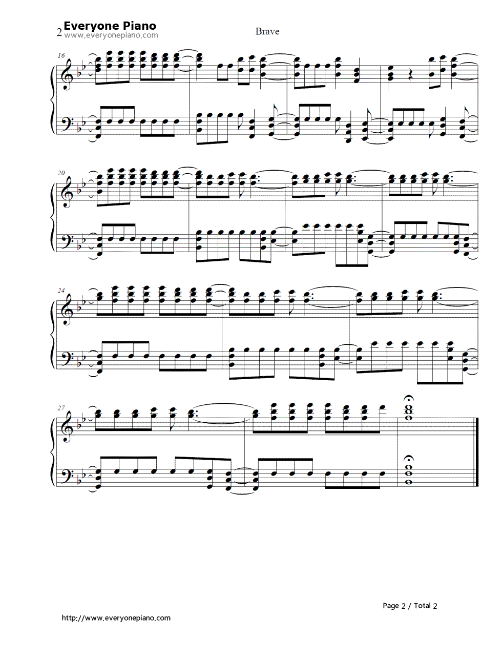 Brave钢琴谱_莎拉·巴莱勒斯__Sara_Bareilles