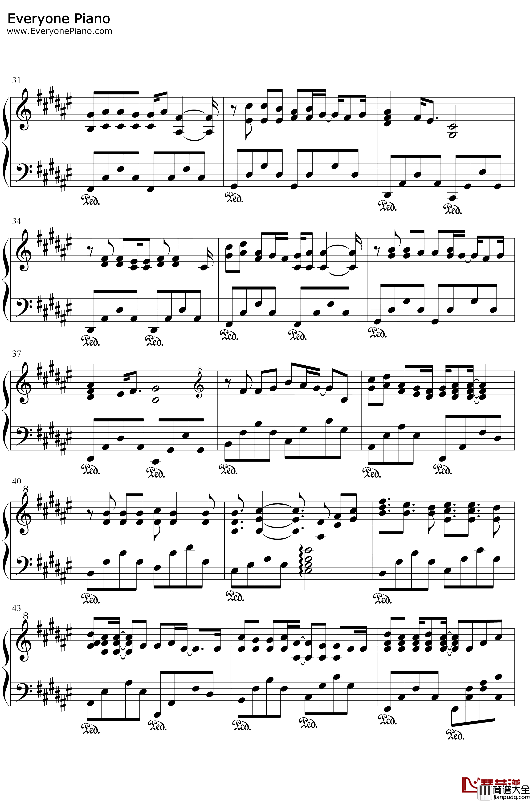 用心把天空锁住钢琴谱_DEW_the_star_5_爱在日落之前主题曲