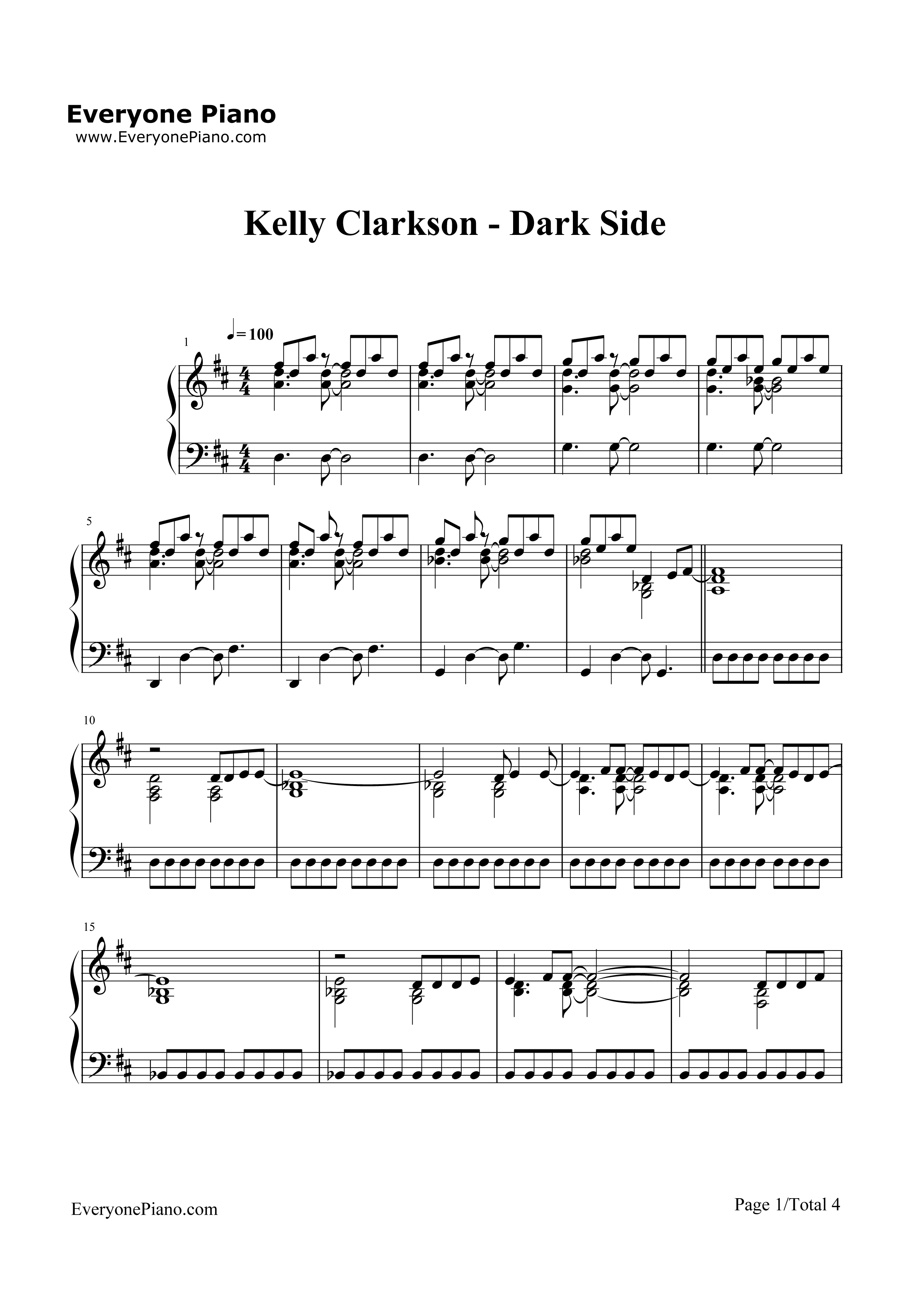 Dark_Side钢琴谱_Kelly_Clarkson