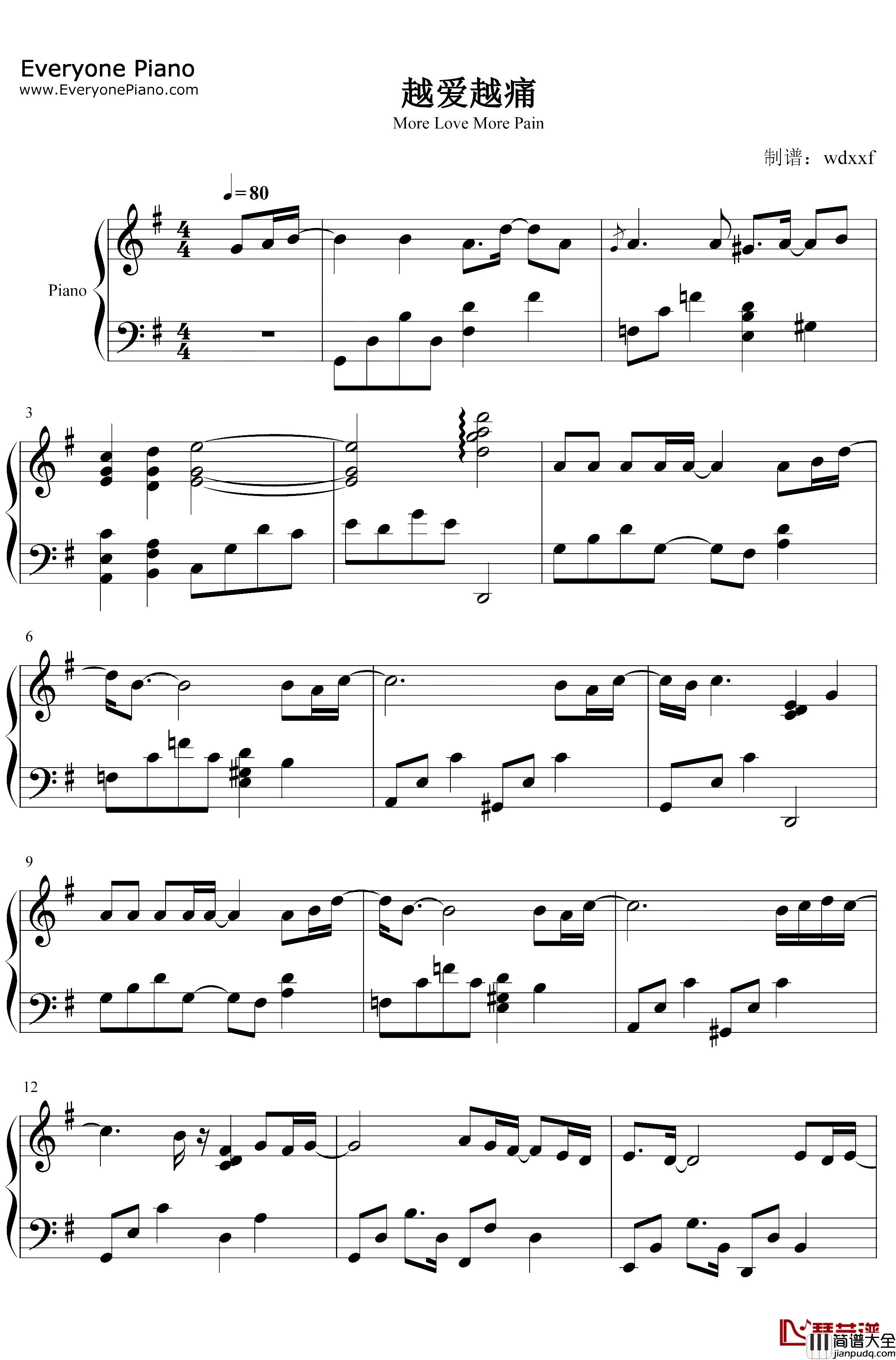 越爱越痛钢琴谱_皮拉瓦·山坡提拉_爱超越天际片头曲
