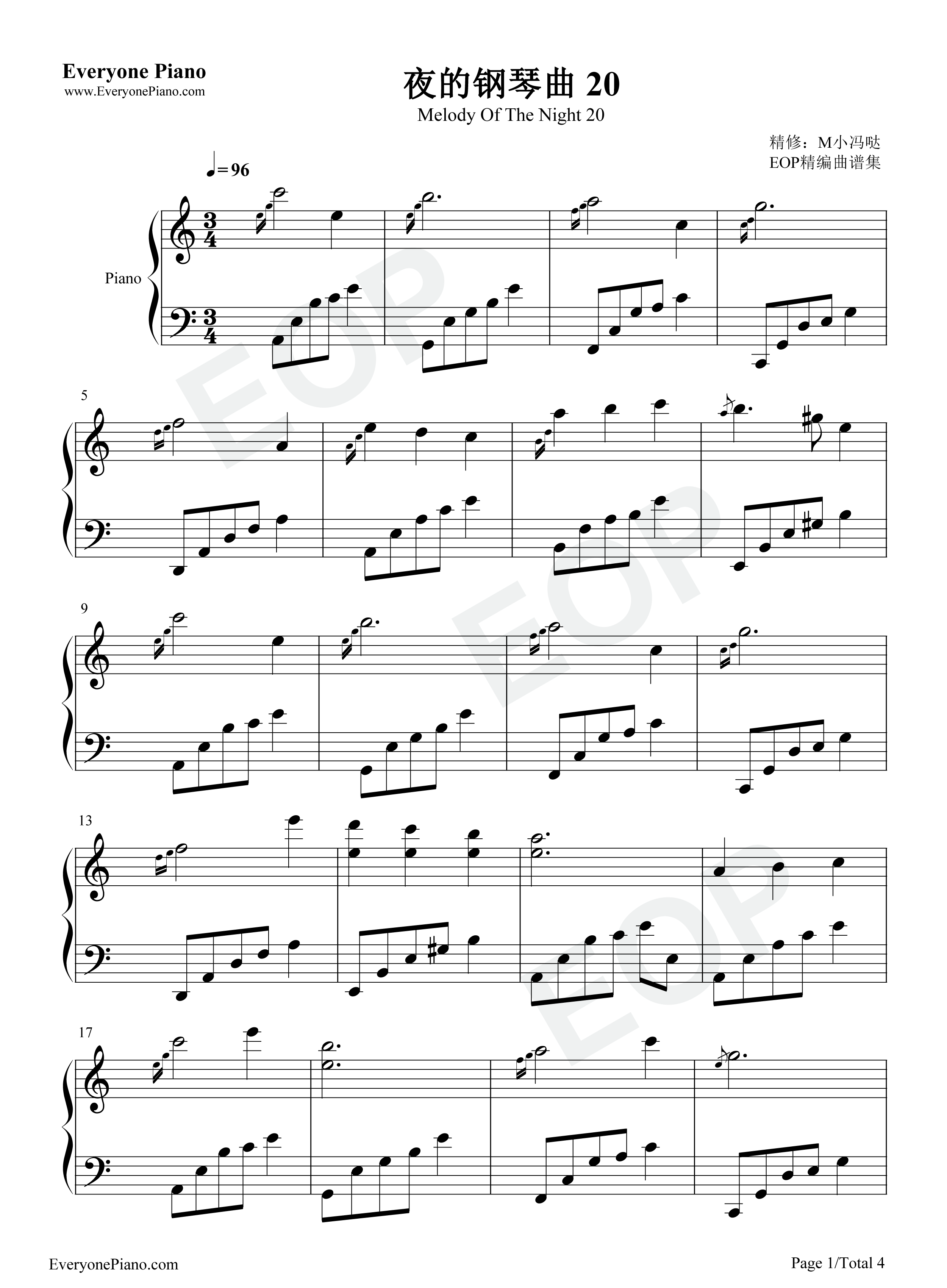 夜的钢琴曲_20钢琴谱_石进