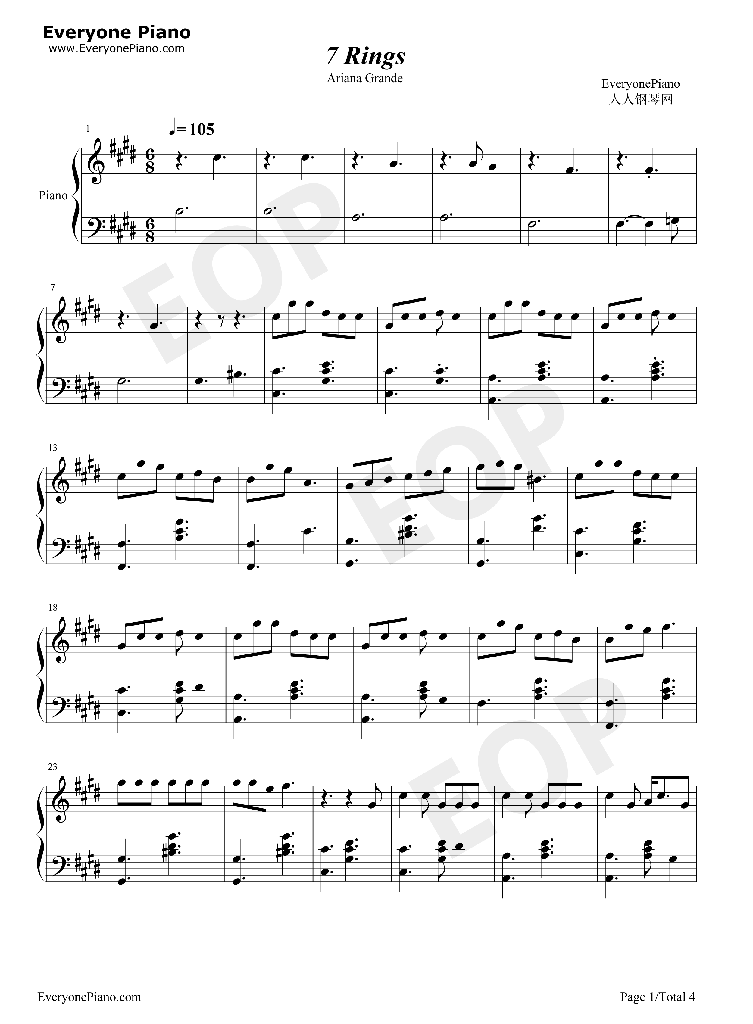 7_Rings钢琴谱_Ariana_Grande