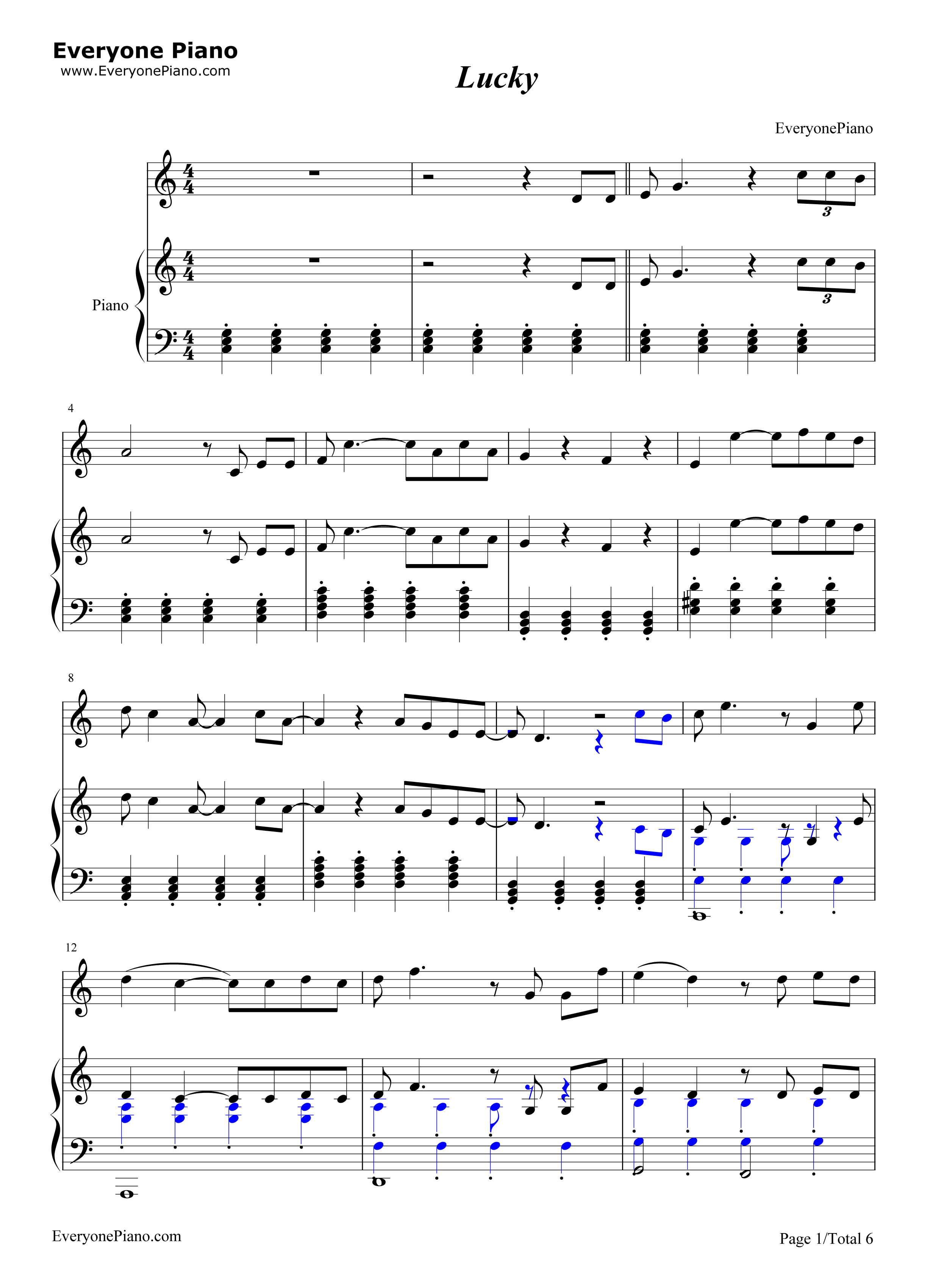 Lucky钢琴谱_Jason_Mraz_&_Colbie_Caillat
