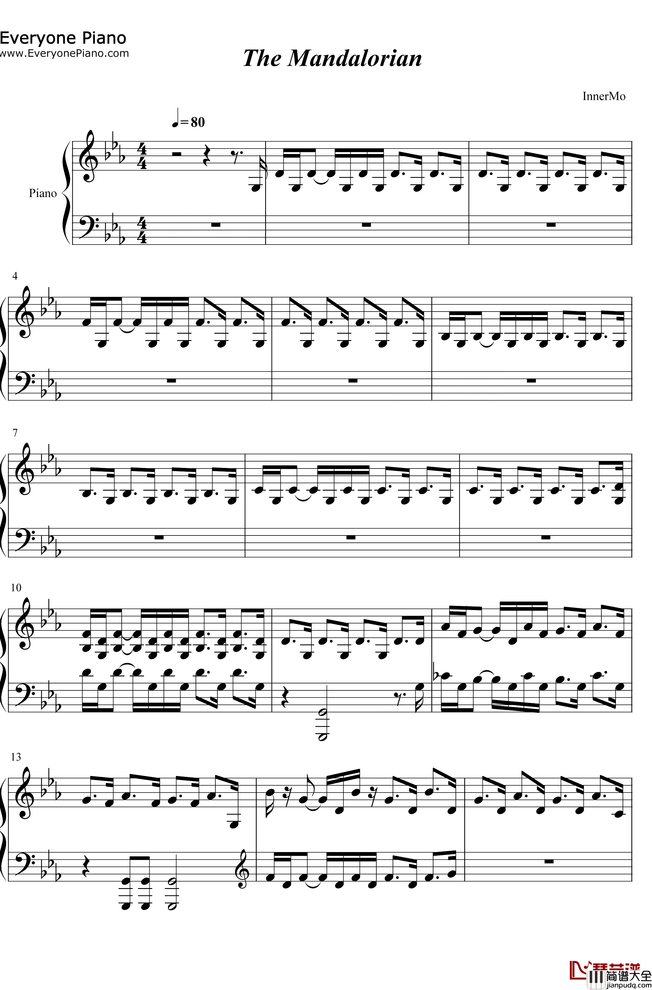 The_Mandalorian钢琴谱_Ludwig_Göransson_曼达洛人OST