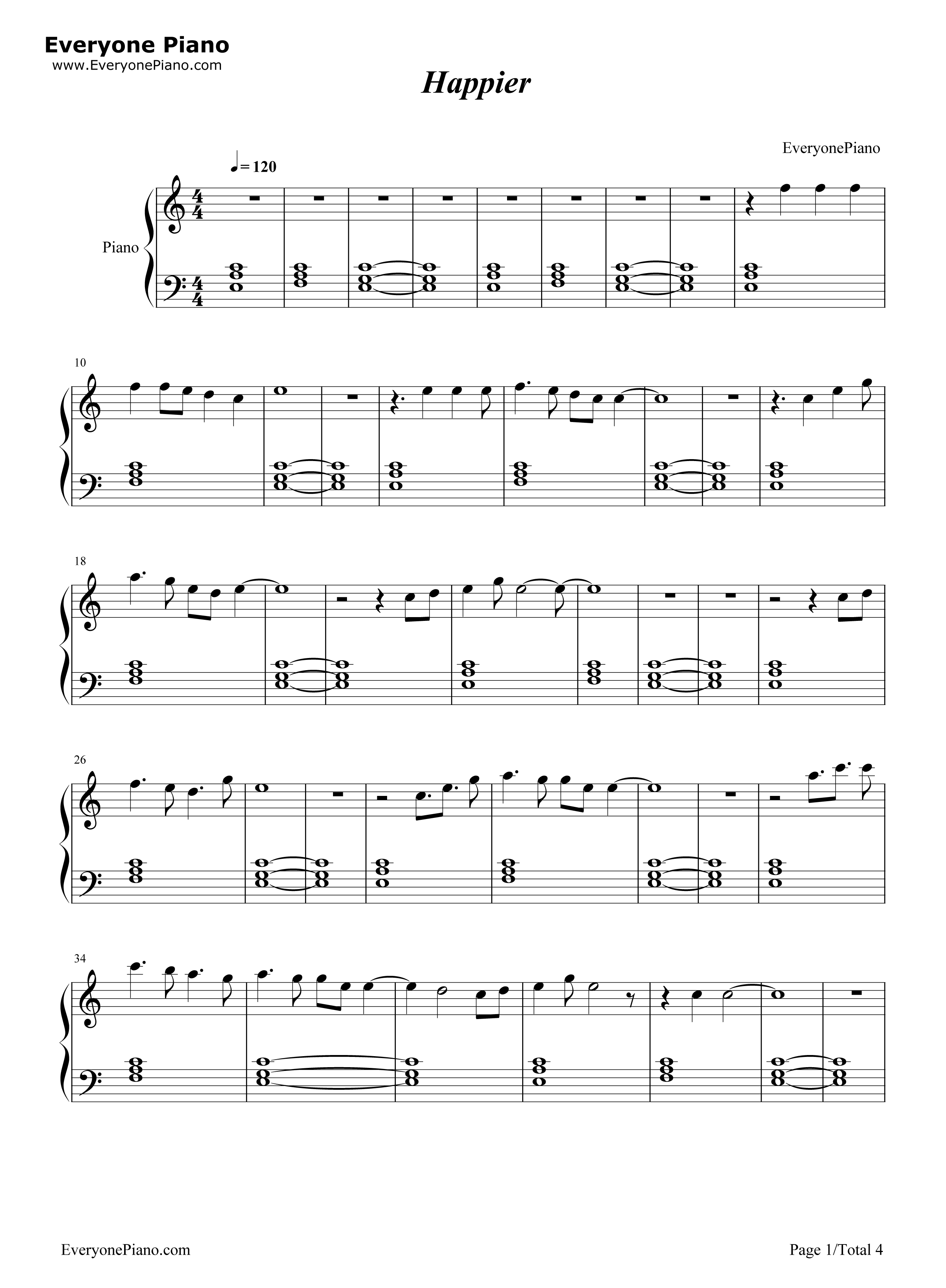 Happier钢琴谱_Ed_Sheeran