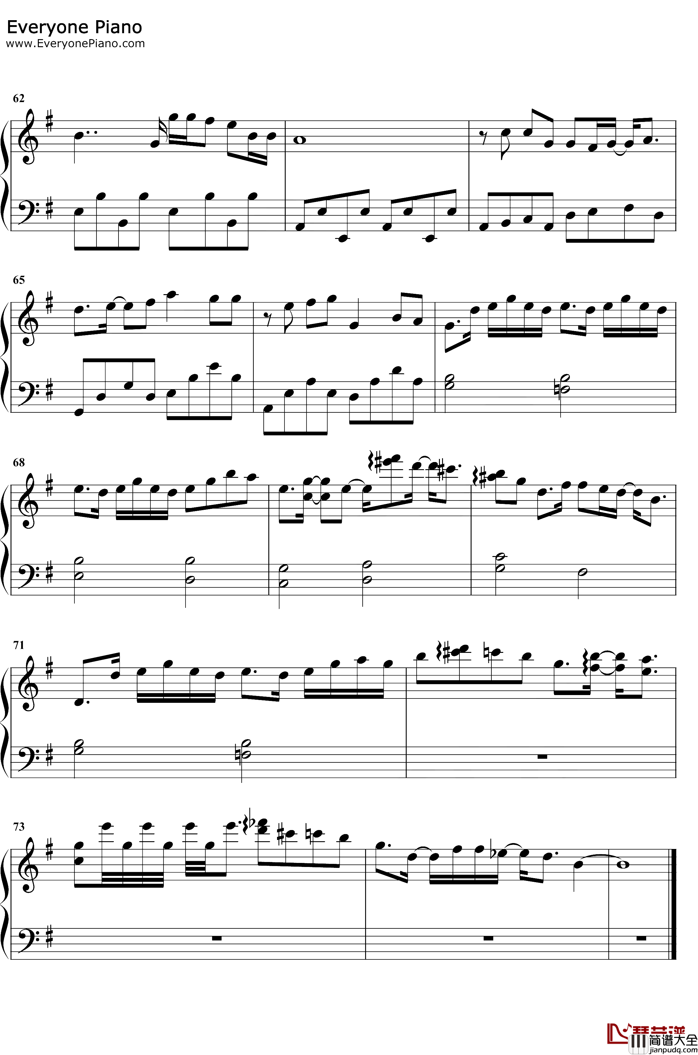 一天钢琴谱_黄宣_想见你插曲