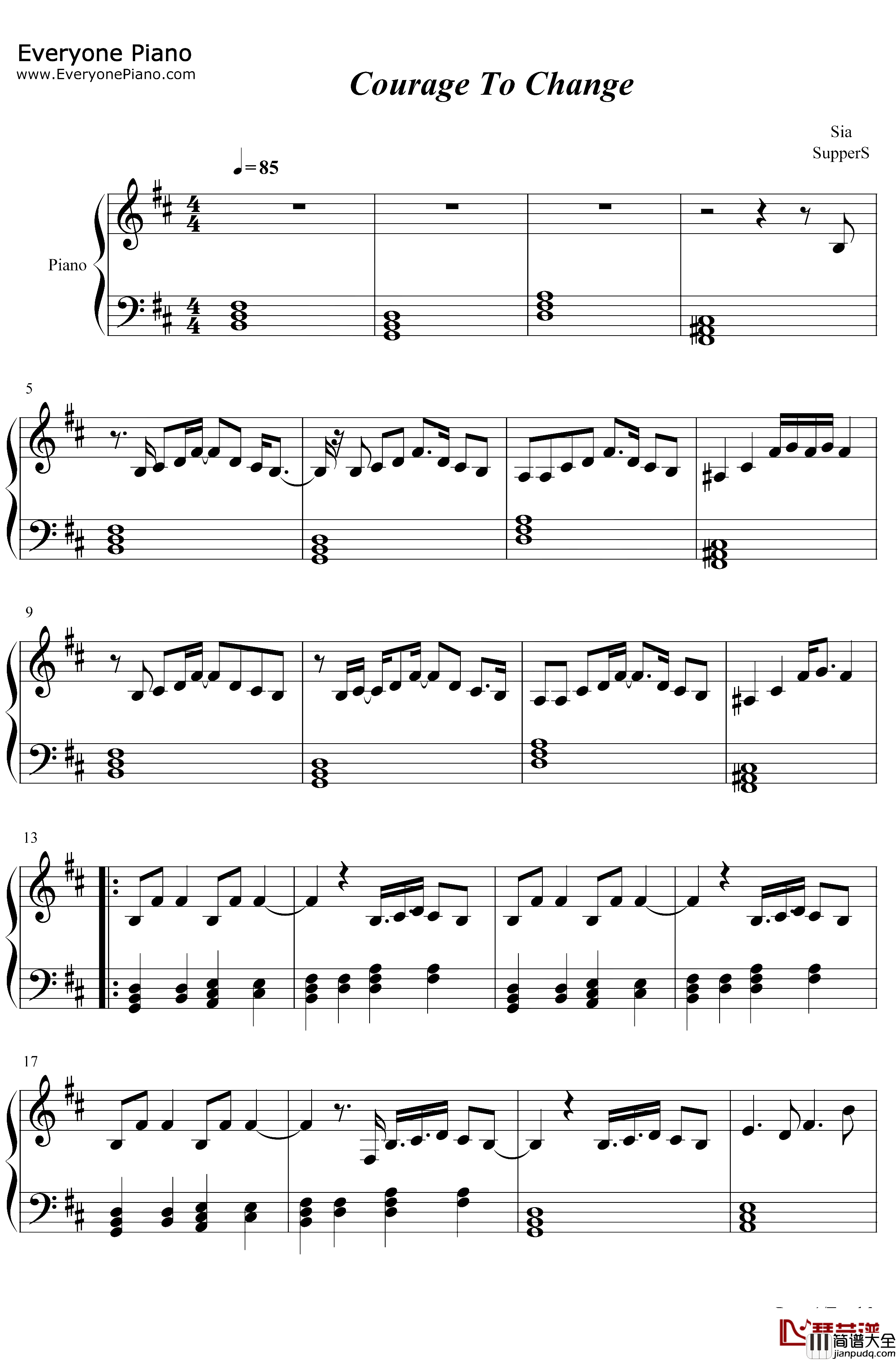 Courage_to_Change钢琴谱_Sia_Music原声音乐_Sia