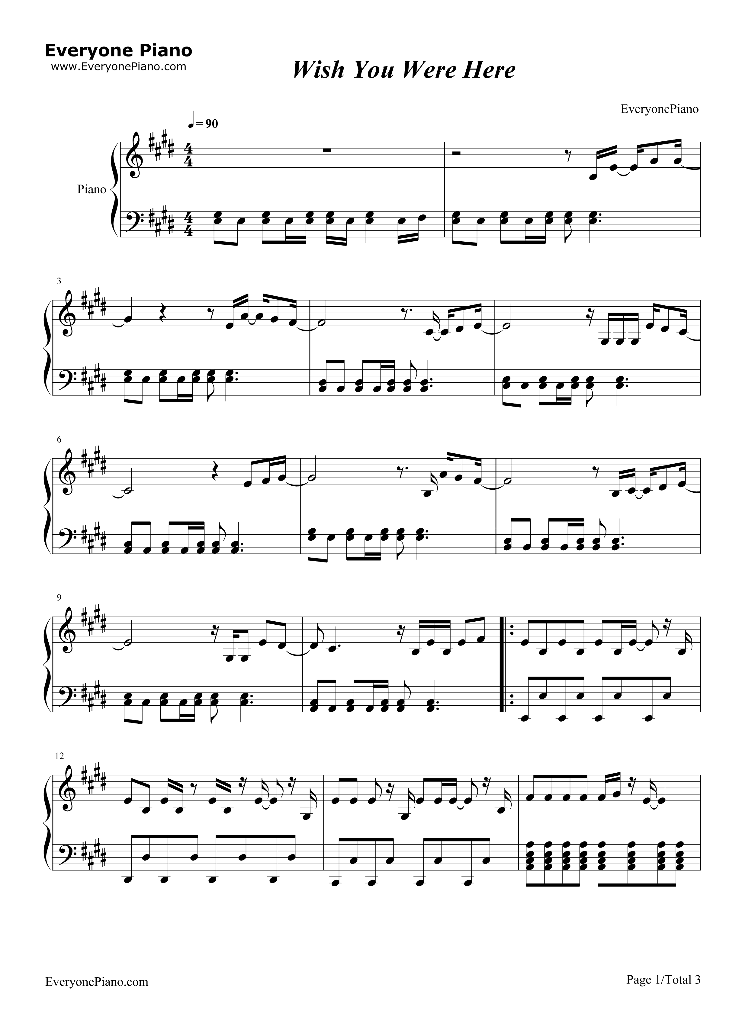 Wish_You_Were_Here钢琴谱_艾薇儿__Avril_Lavigne