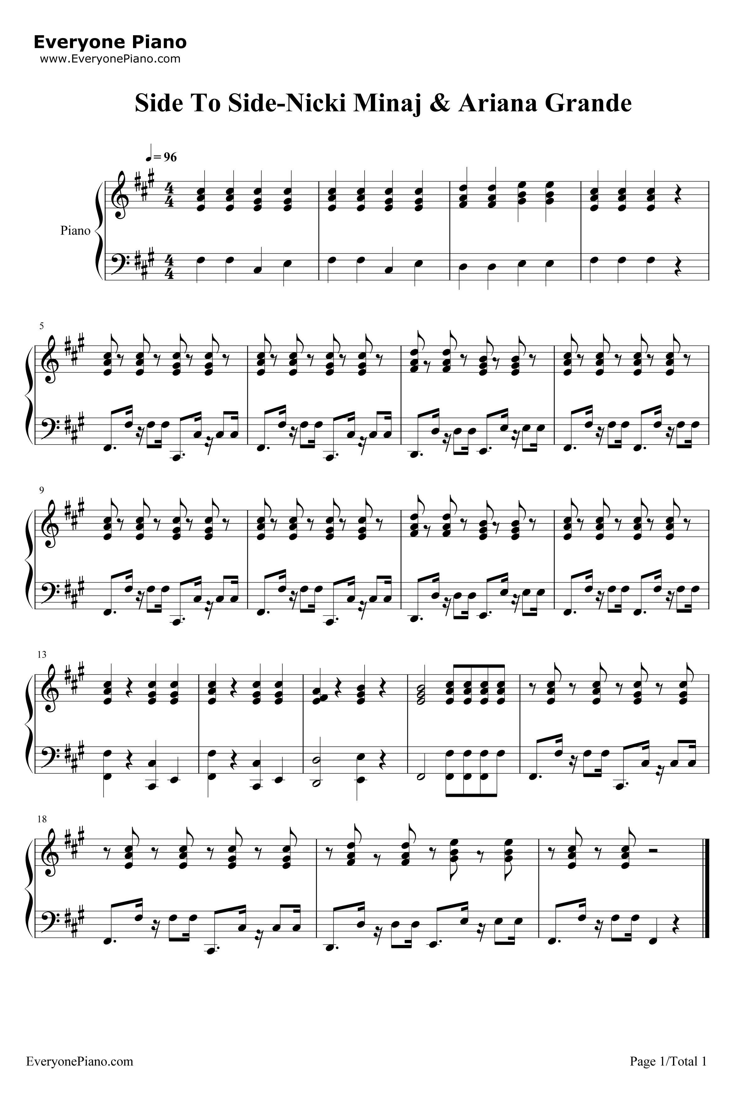 Side_To_Side钢琴谱_Nicki_Minaj_&_Ariana_Grande