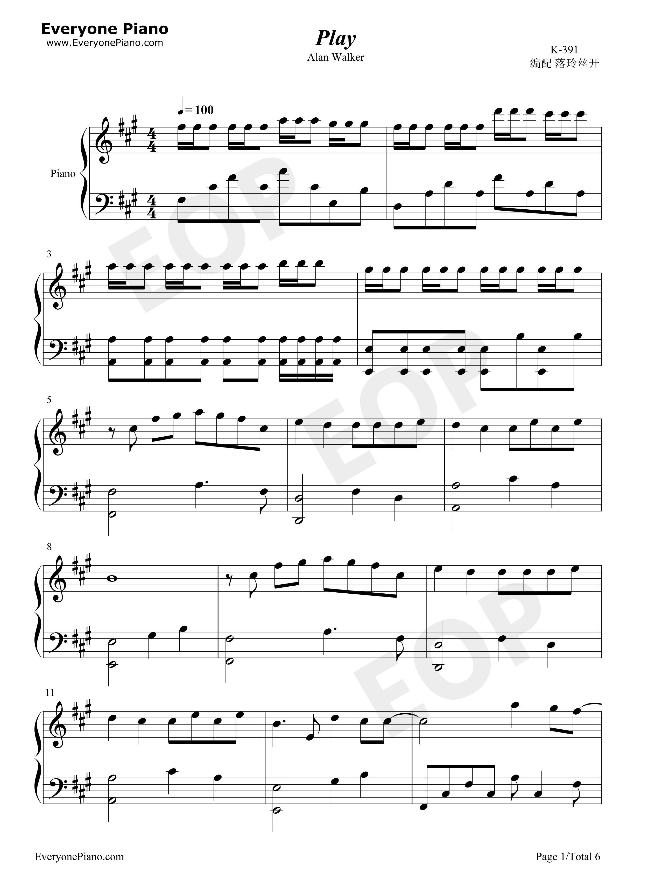 Play钢琴谱_K_391_Alan_Walker_Tungevaag_Mangoo