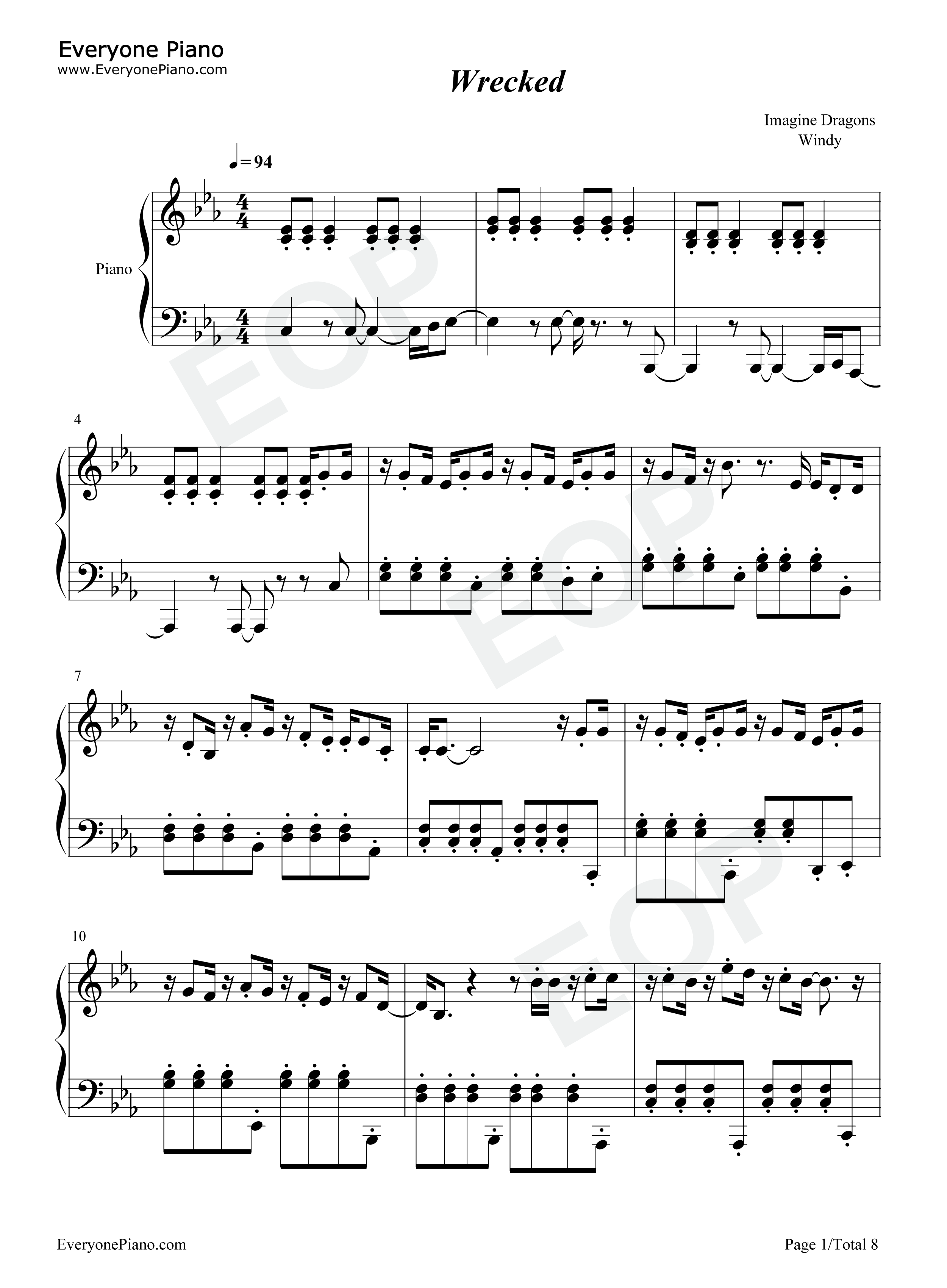 Wrecked钢琴谱_Imagine_Dragons