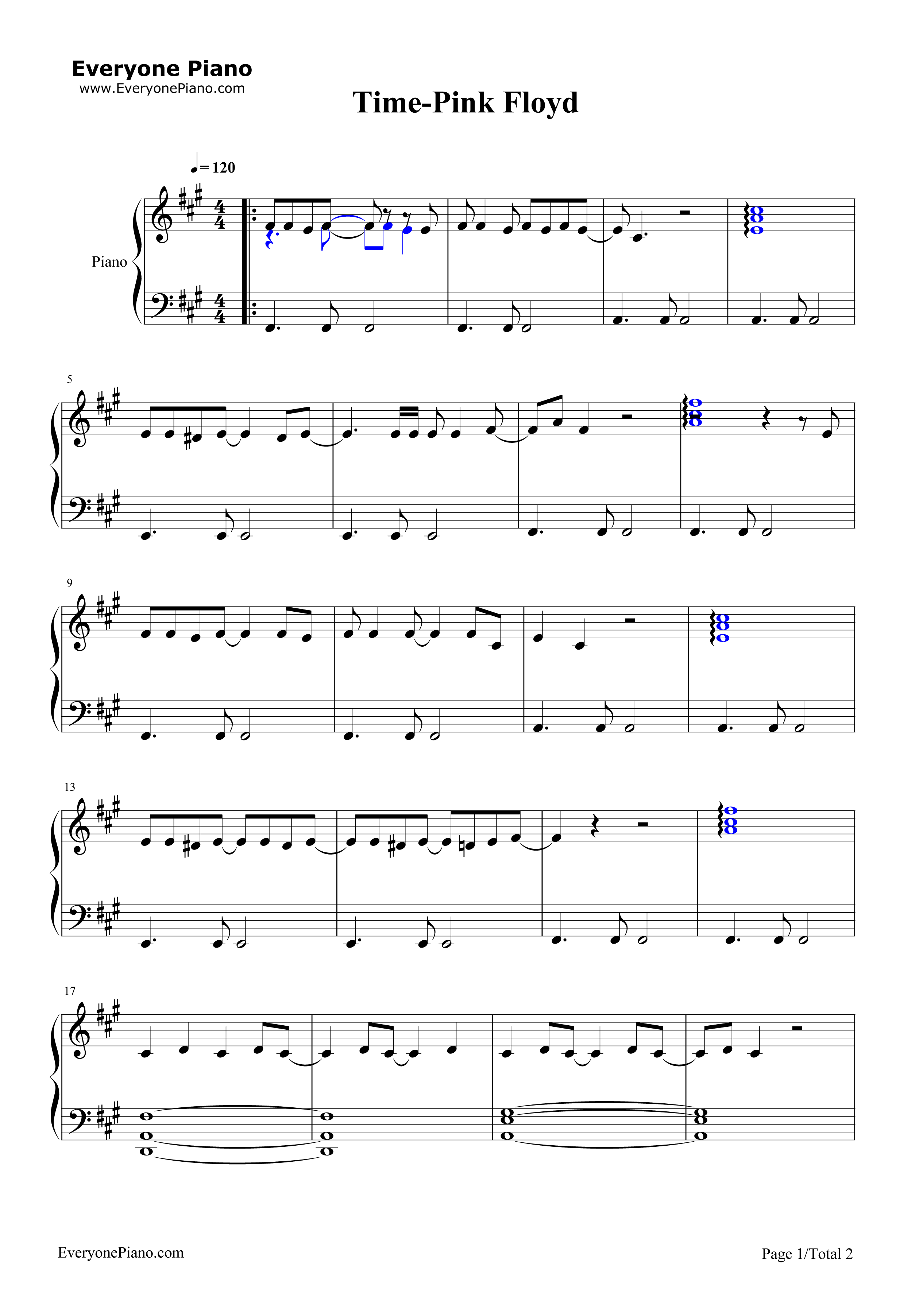 Time钢琴谱_Pink_Floyd