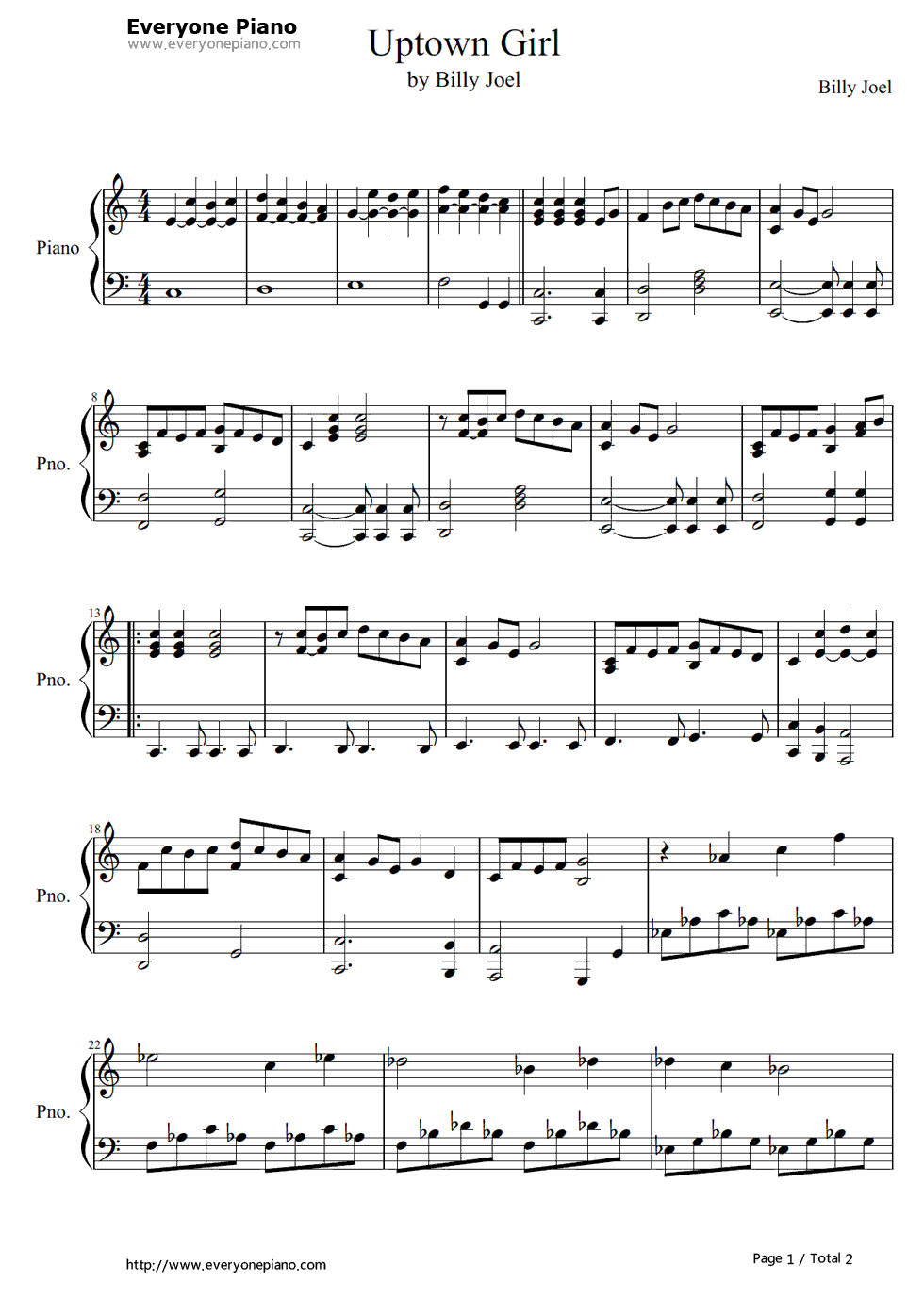 Uptown_Girl钢琴谱_Billy_Joel