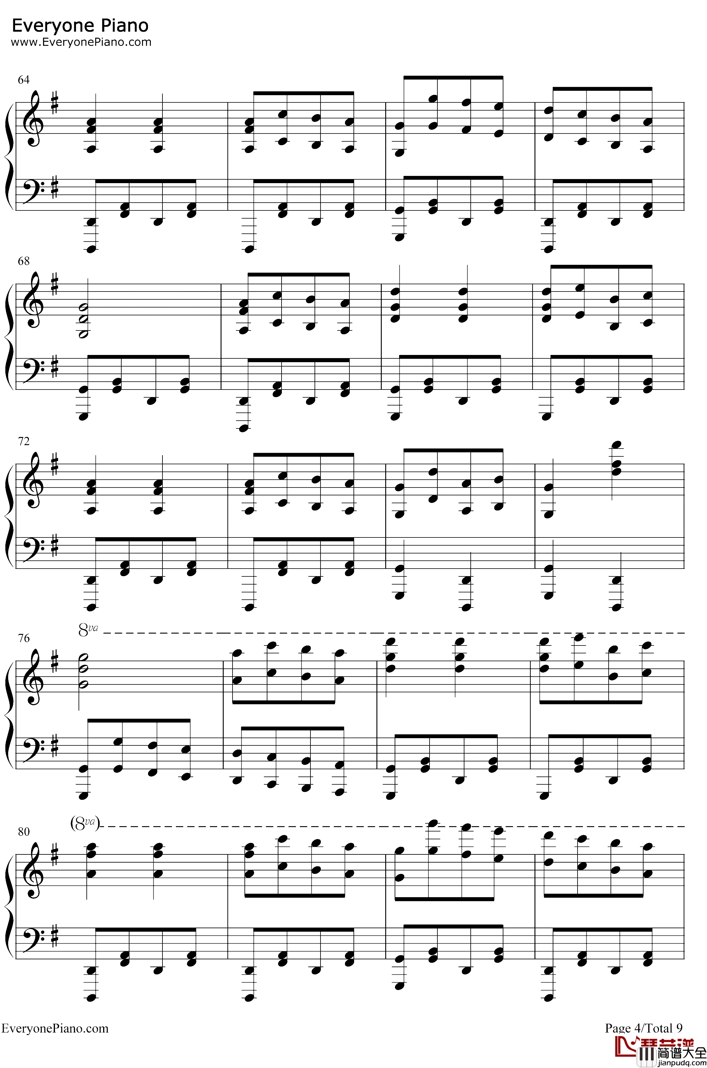 康康舞曲钢琴谱_雅克·奥芬巴赫_触手猴版_天堂与地狱序曲_地狱中的奥菲欧序曲