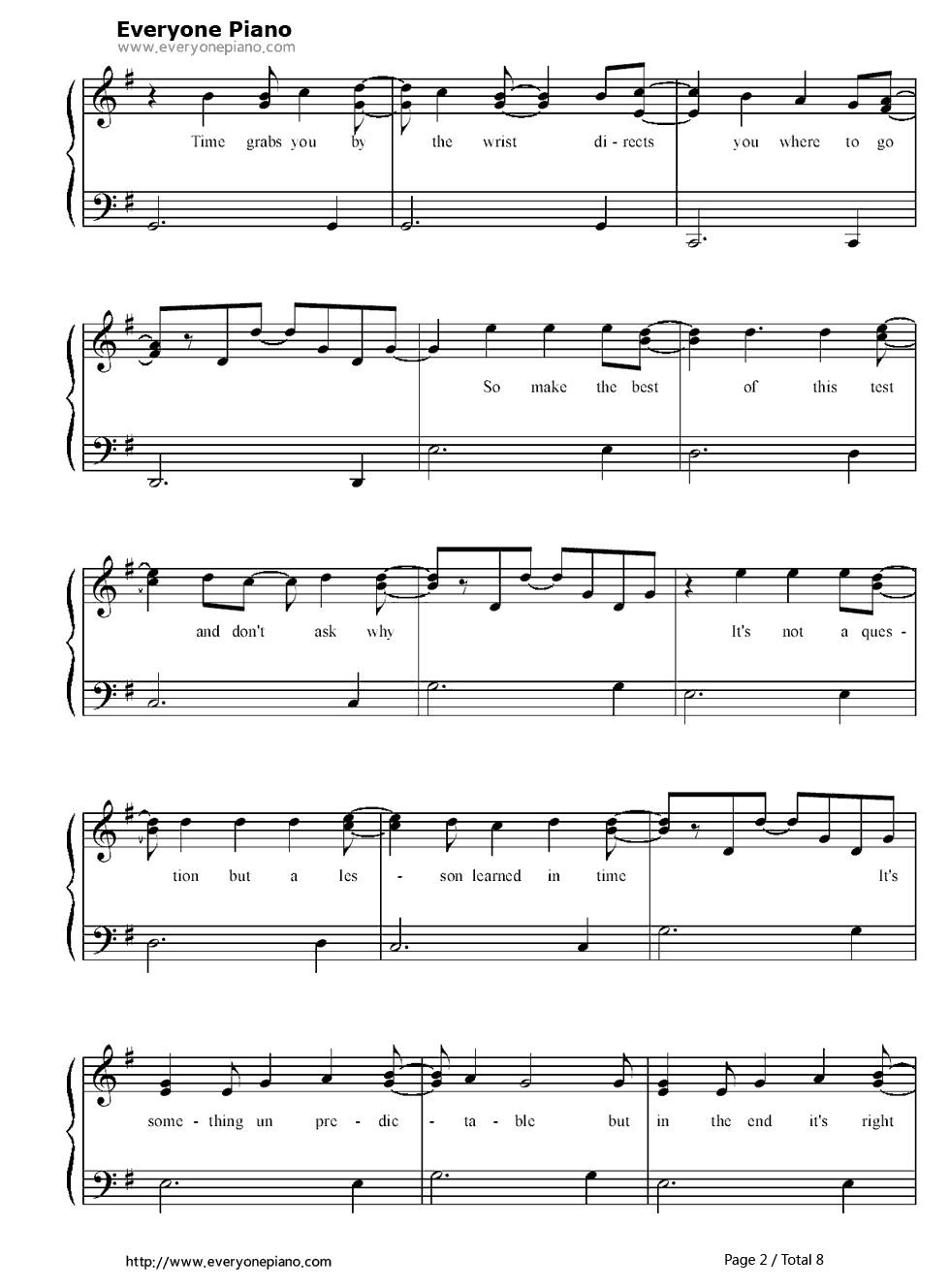 Good_Riddance_(Time_of_Your_Life)钢琴谱_Green_Day　_绿日乐队