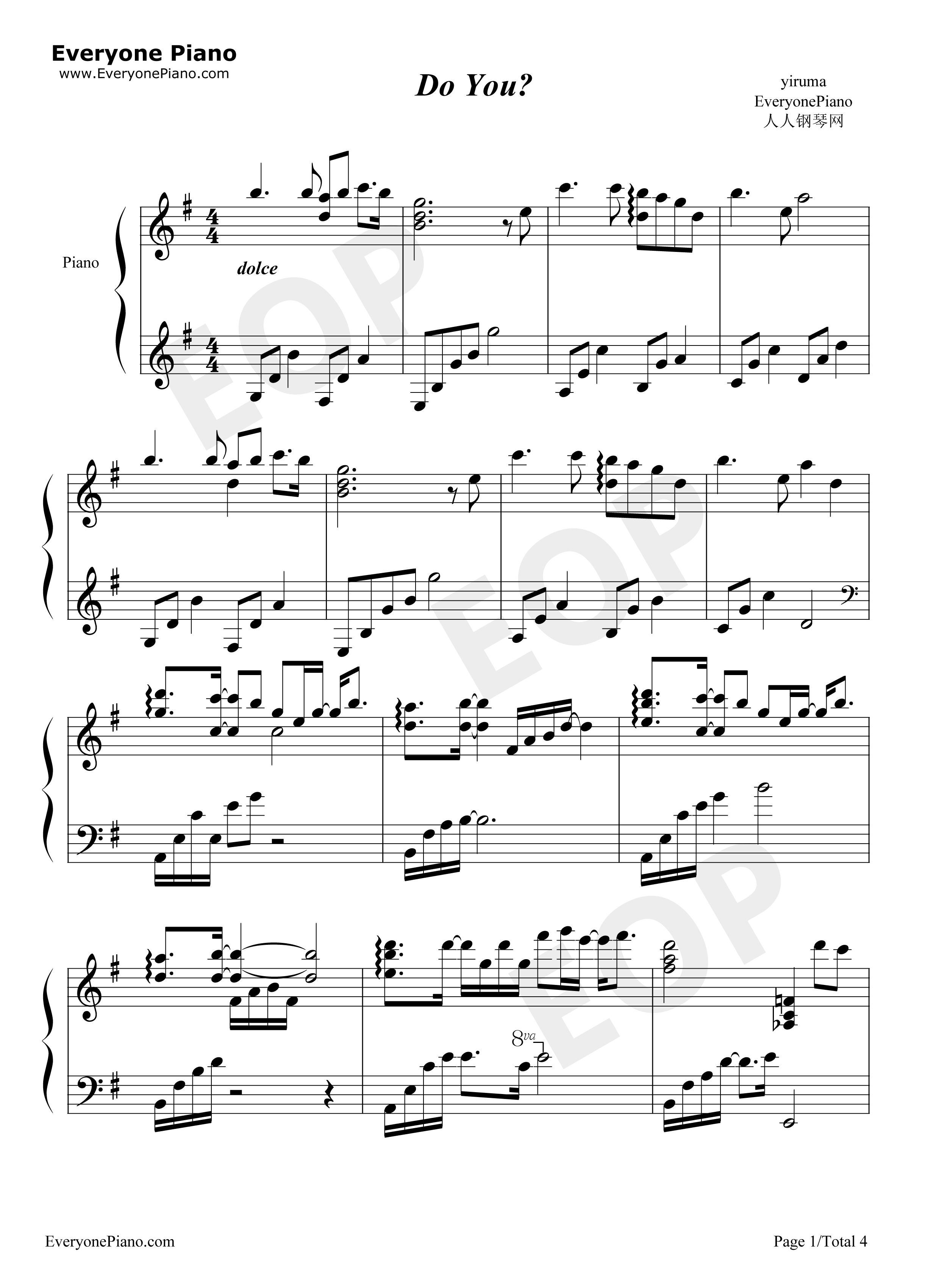 Do_You?钢琴谱_李闰珉__Yiruma