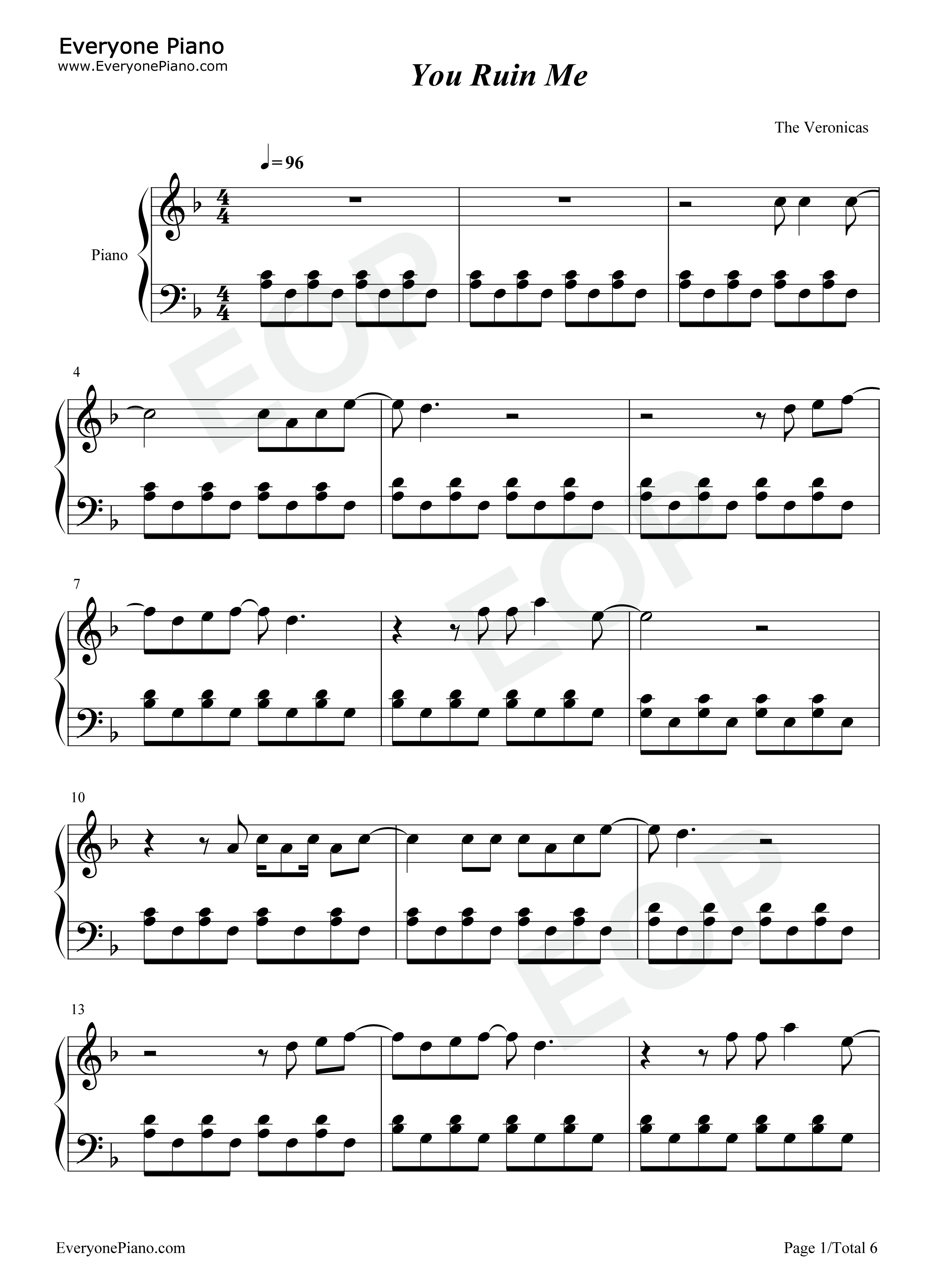 You_Ruin_Me钢琴谱_The_Veronicas