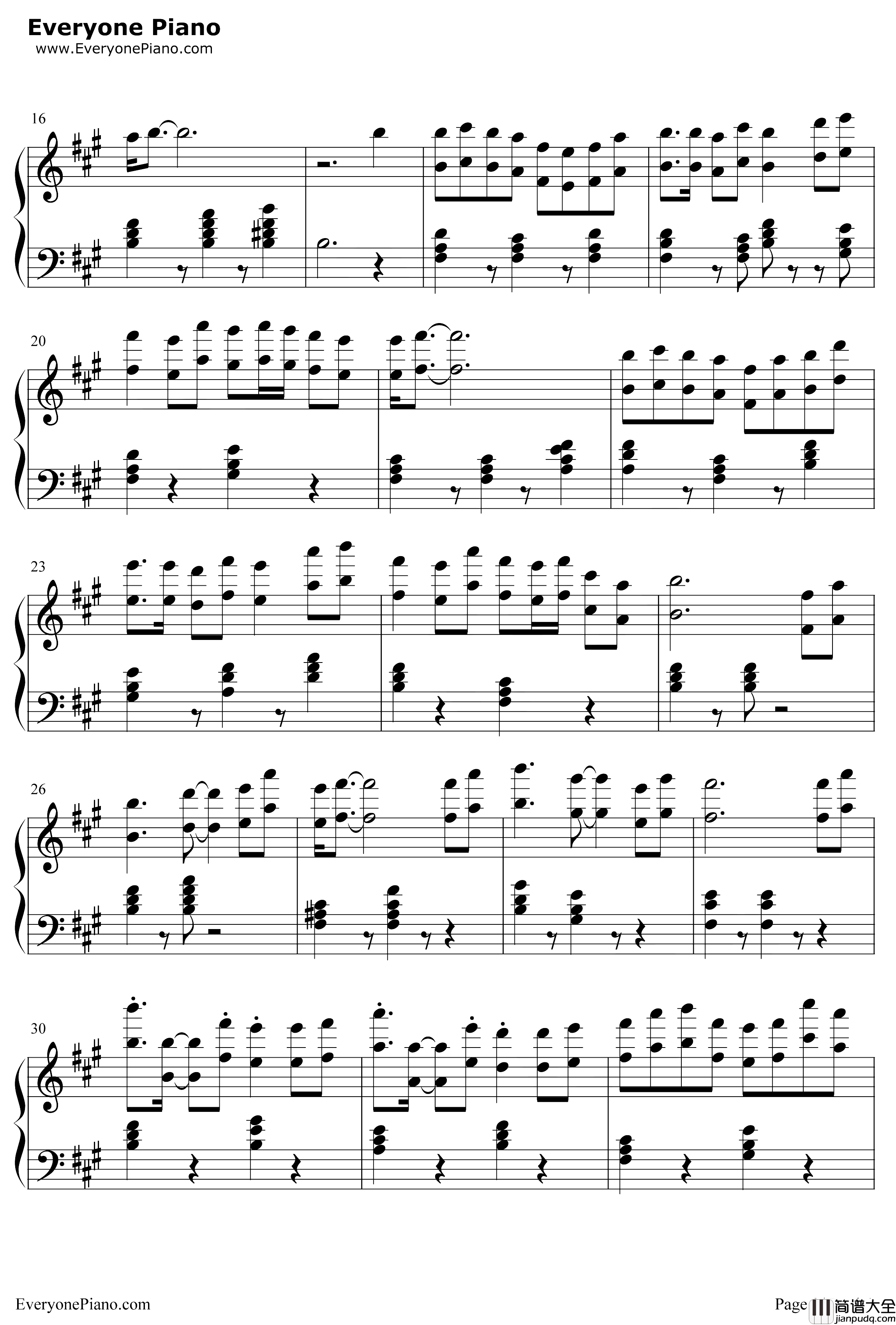 双面燕洵钢琴谱_谭旋_楚乔传插曲_丽人行
