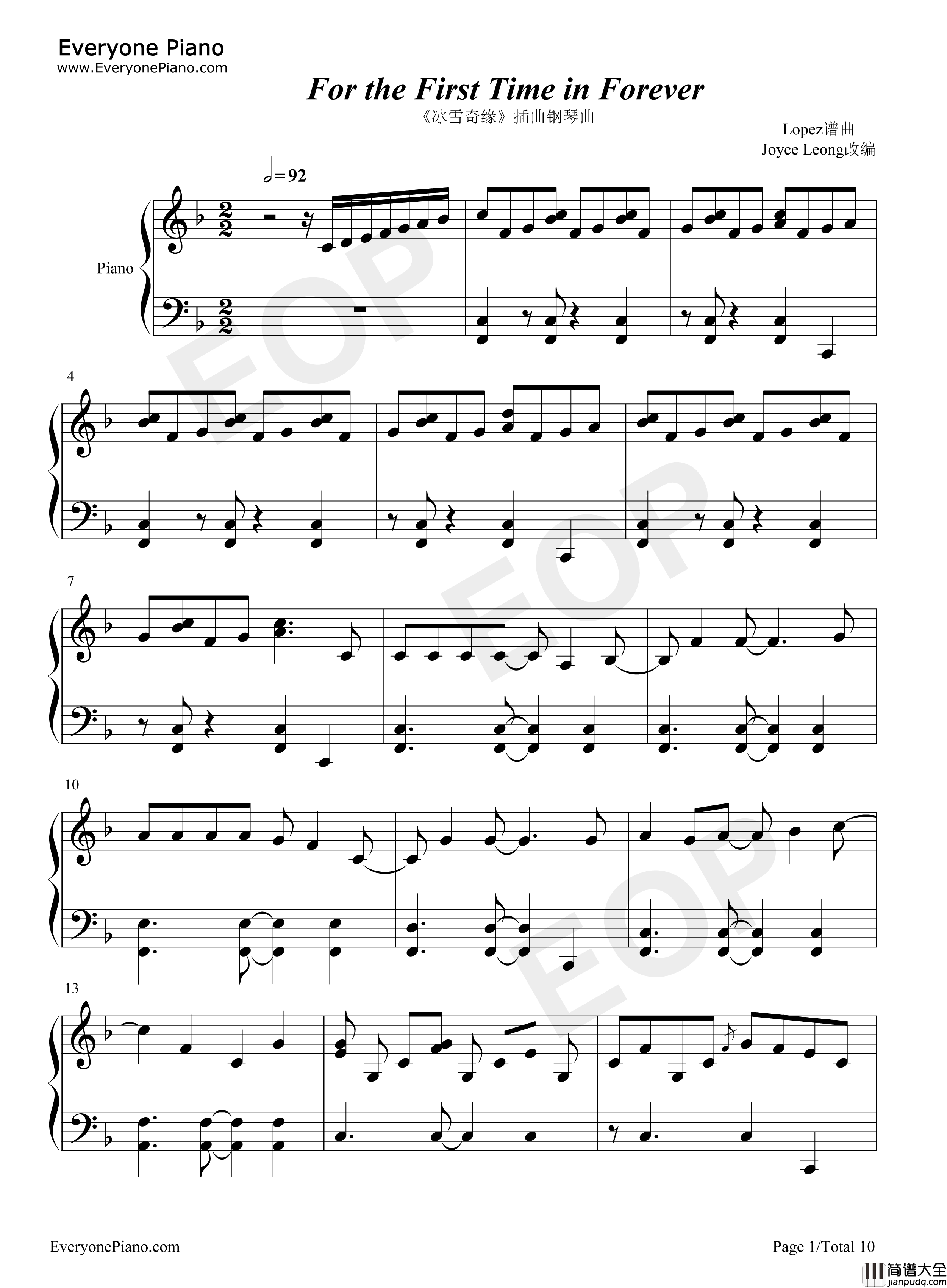 For_the_First_Time_in_Forever钢琴谱_Kristen_Bell_&_Idina_Menzel