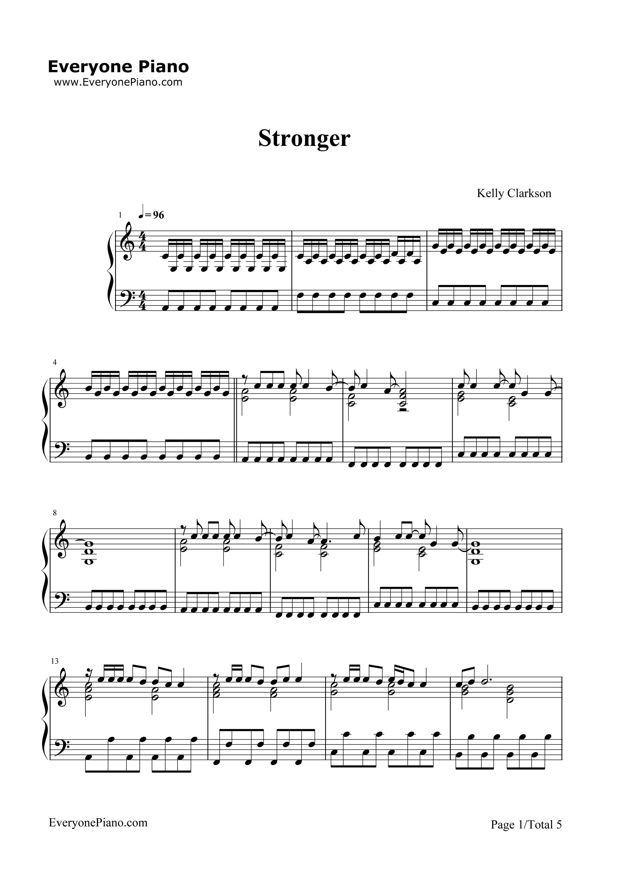 Stronger钢琴谱_Kelly_Clarkson