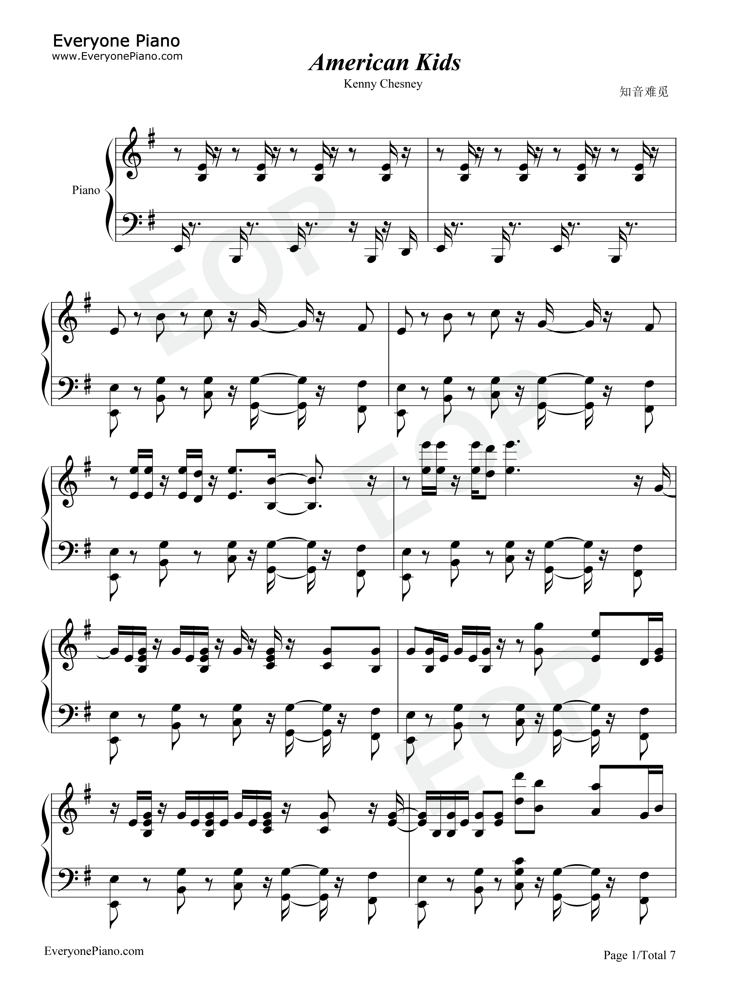 American_Kids钢琴谱_Kenny_Chesney