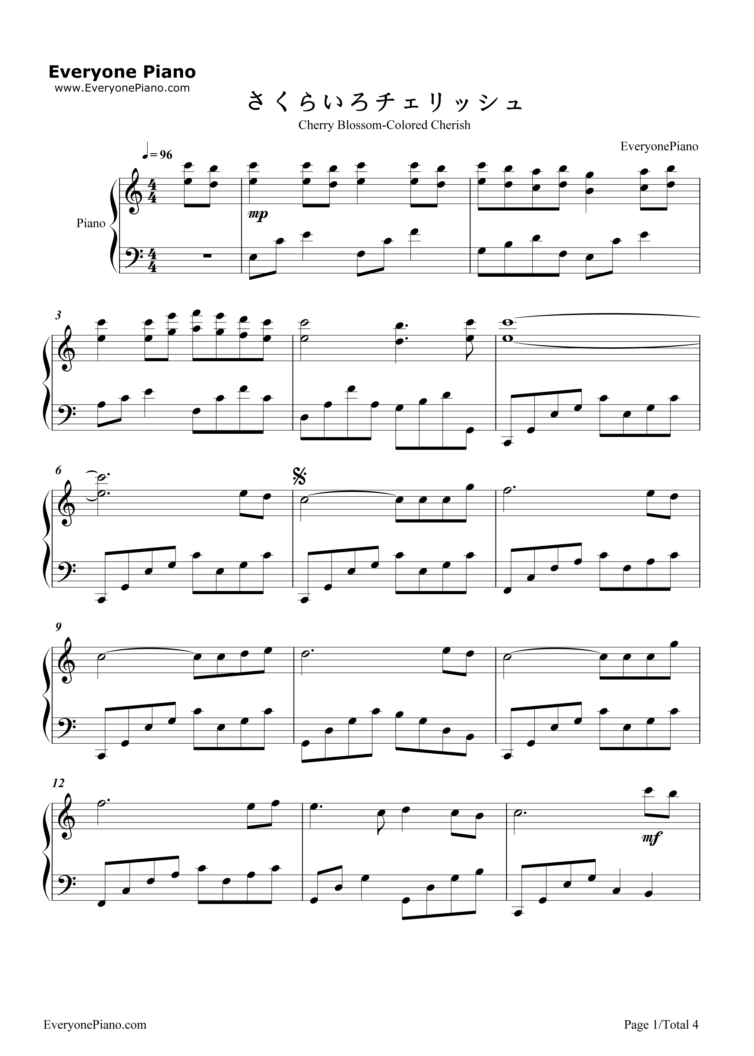 さくらいろチェリッシュ钢琴谱_Rhodanthe*
