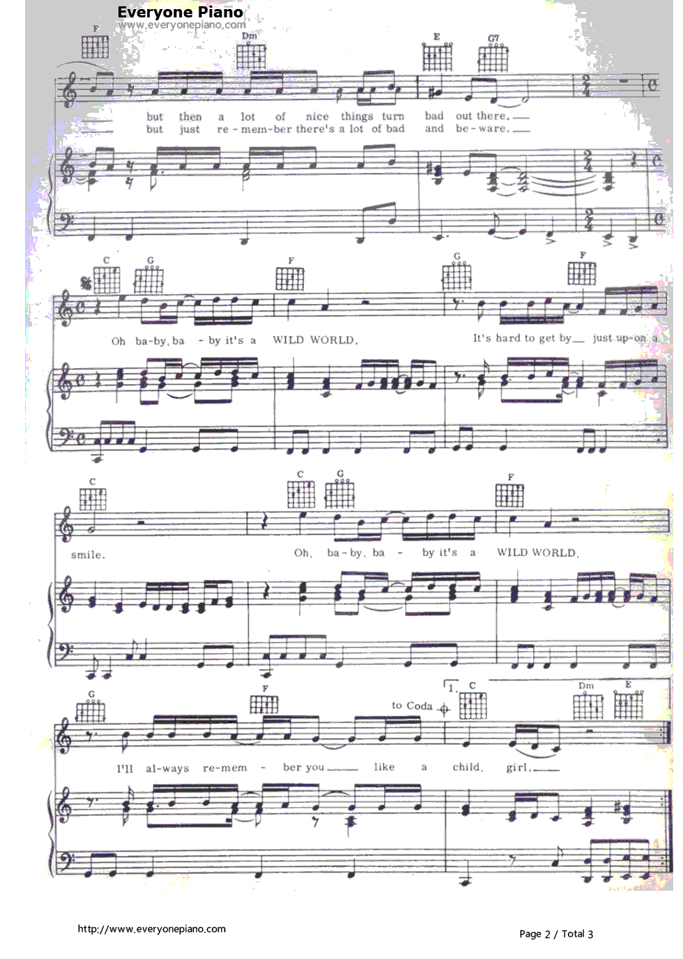 Wild_World钢琴谱_Cat_Stevens