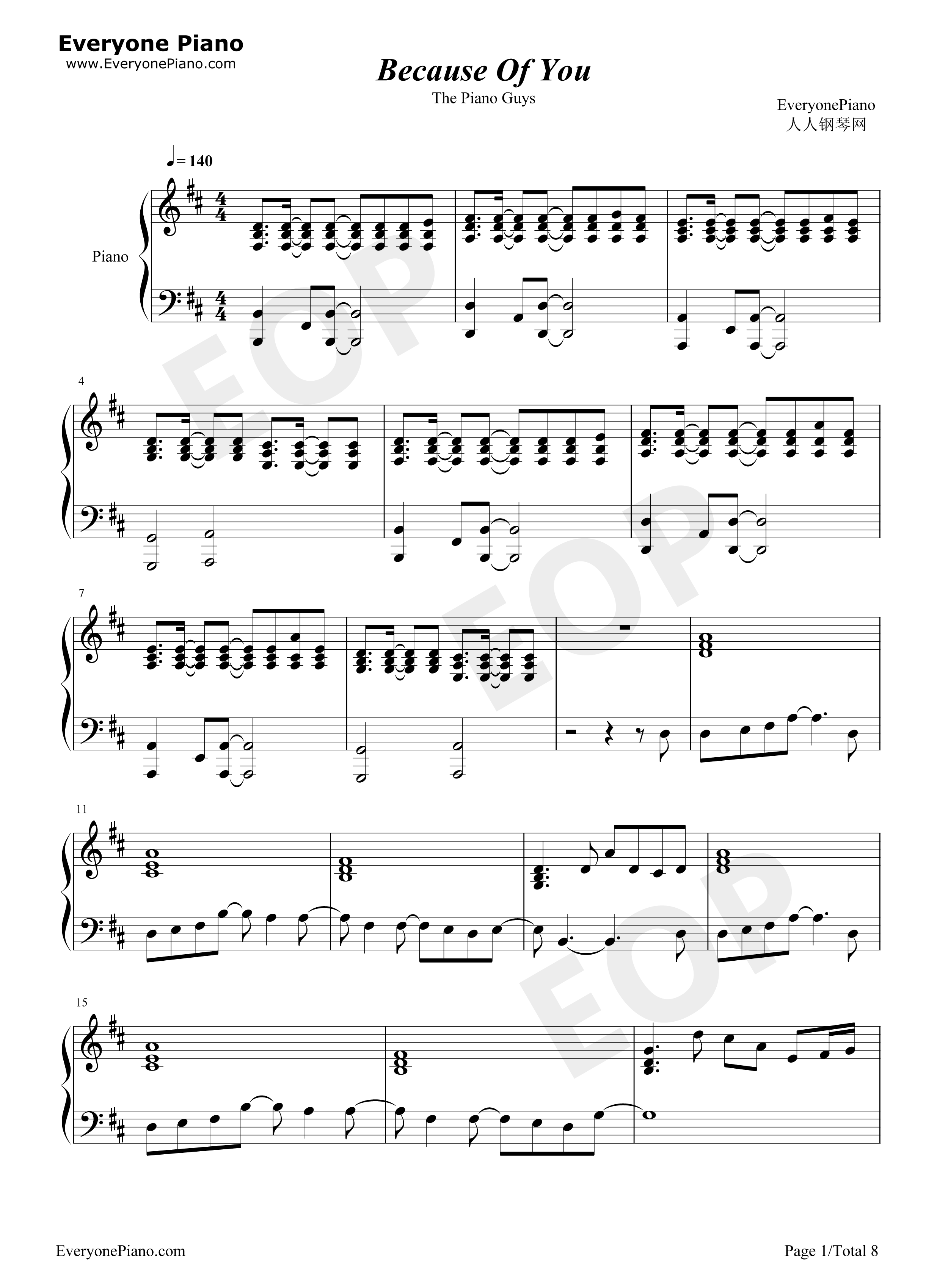 Because_of_You钢琴谱_The_Piano_Guys
