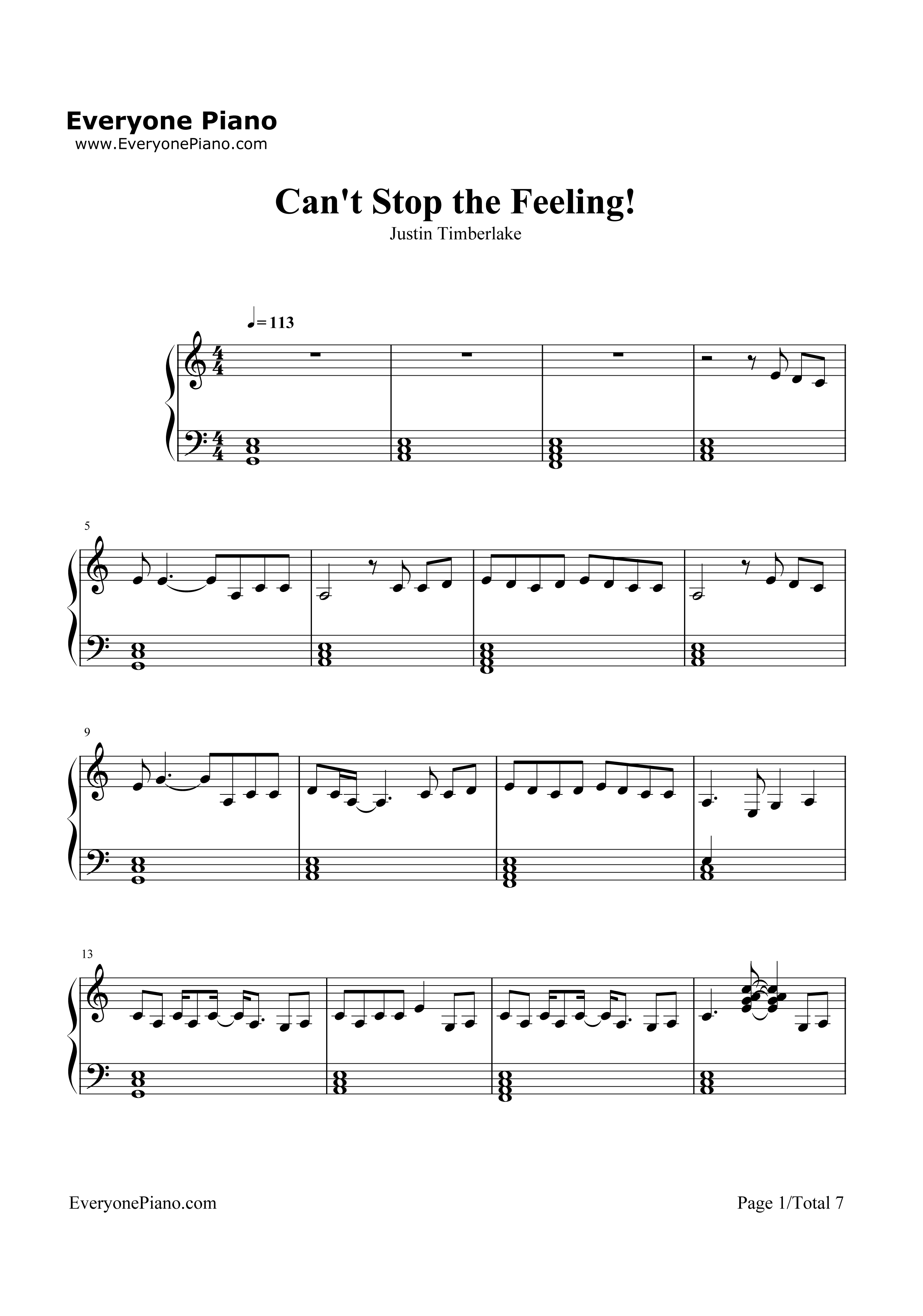 Can't_Stop_the_Feeling钢琴谱_Justin_Timberlake
