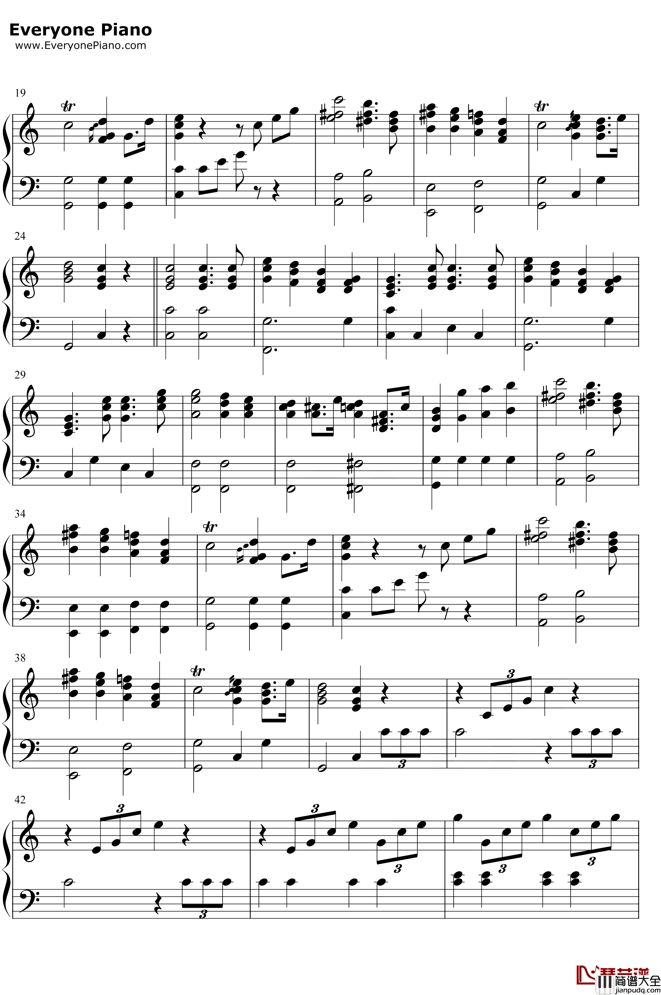 WeddingMarch钢琴谱_门德尔松_婚礼进行曲_仲夏夜之梦第五幕前奏曲