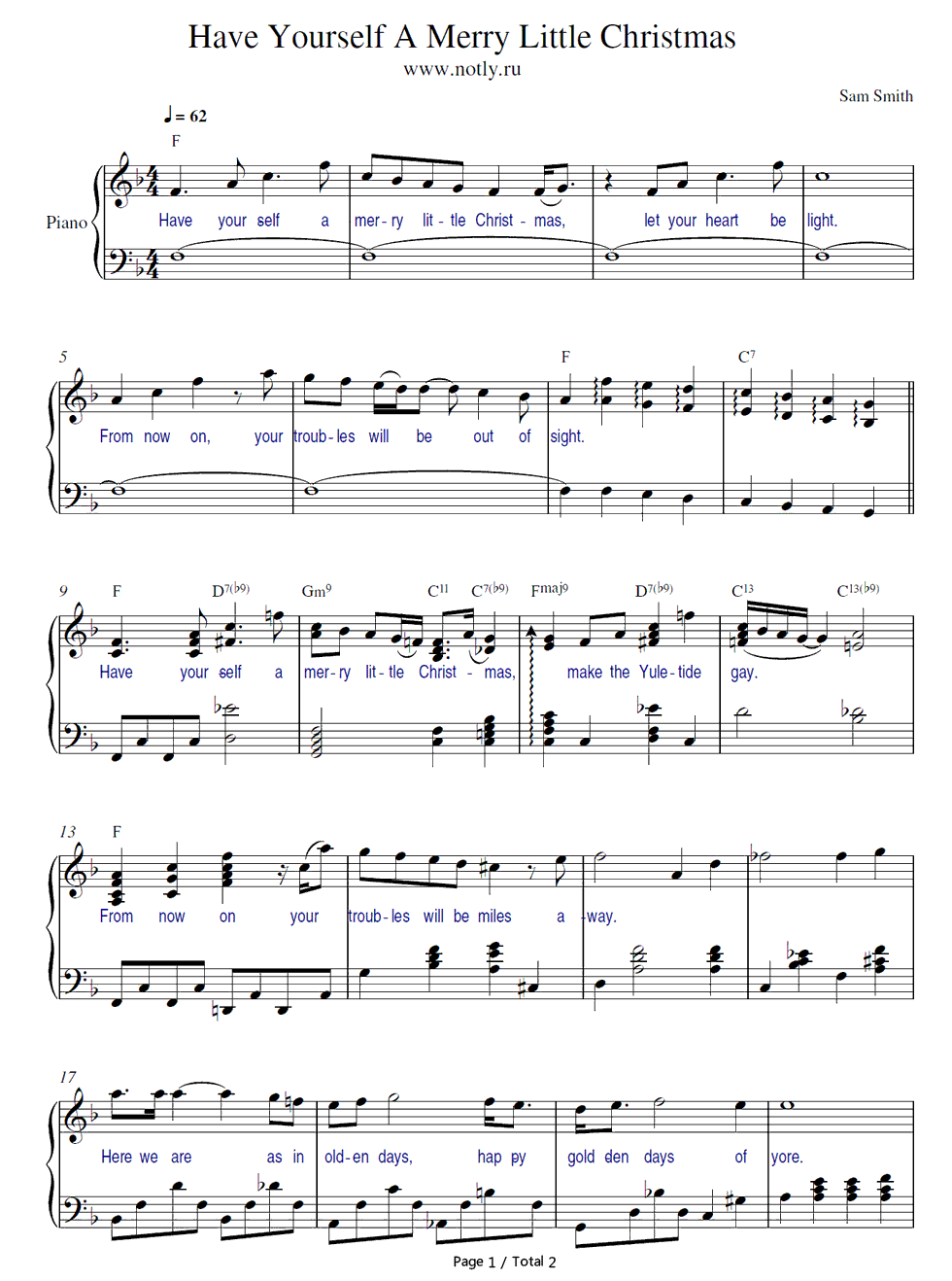Have_Yourself_A_Merry_Little_Christmas钢琴谱_Sam_Smith