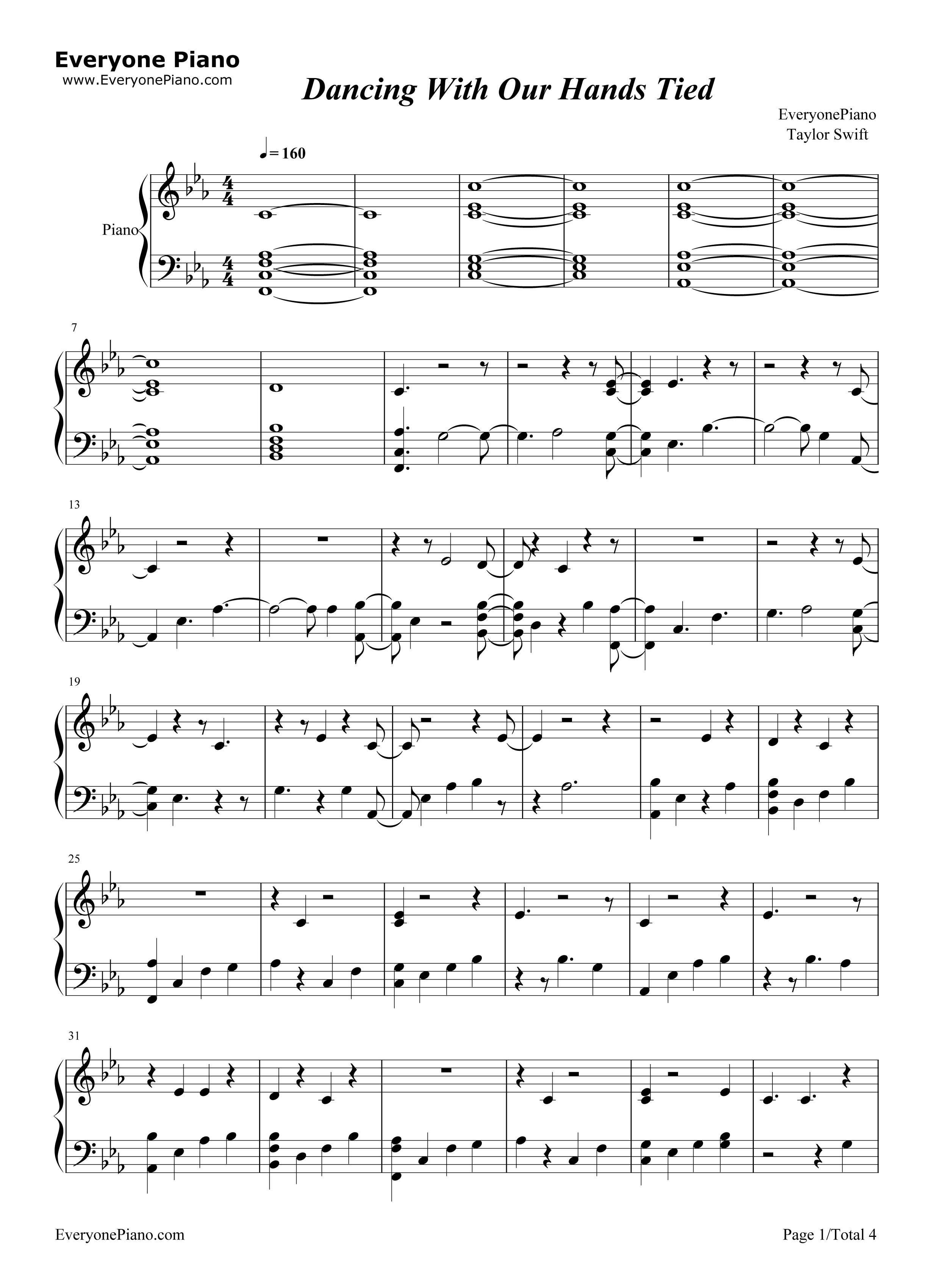 Dancing_With_Our_Hands_Tied钢琴谱_Taylor_Swift