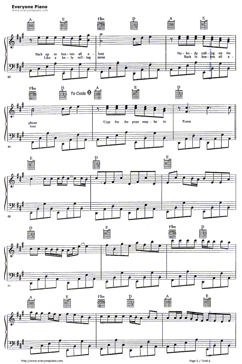 One_of_Us钢琴谱_Joan_Osborne