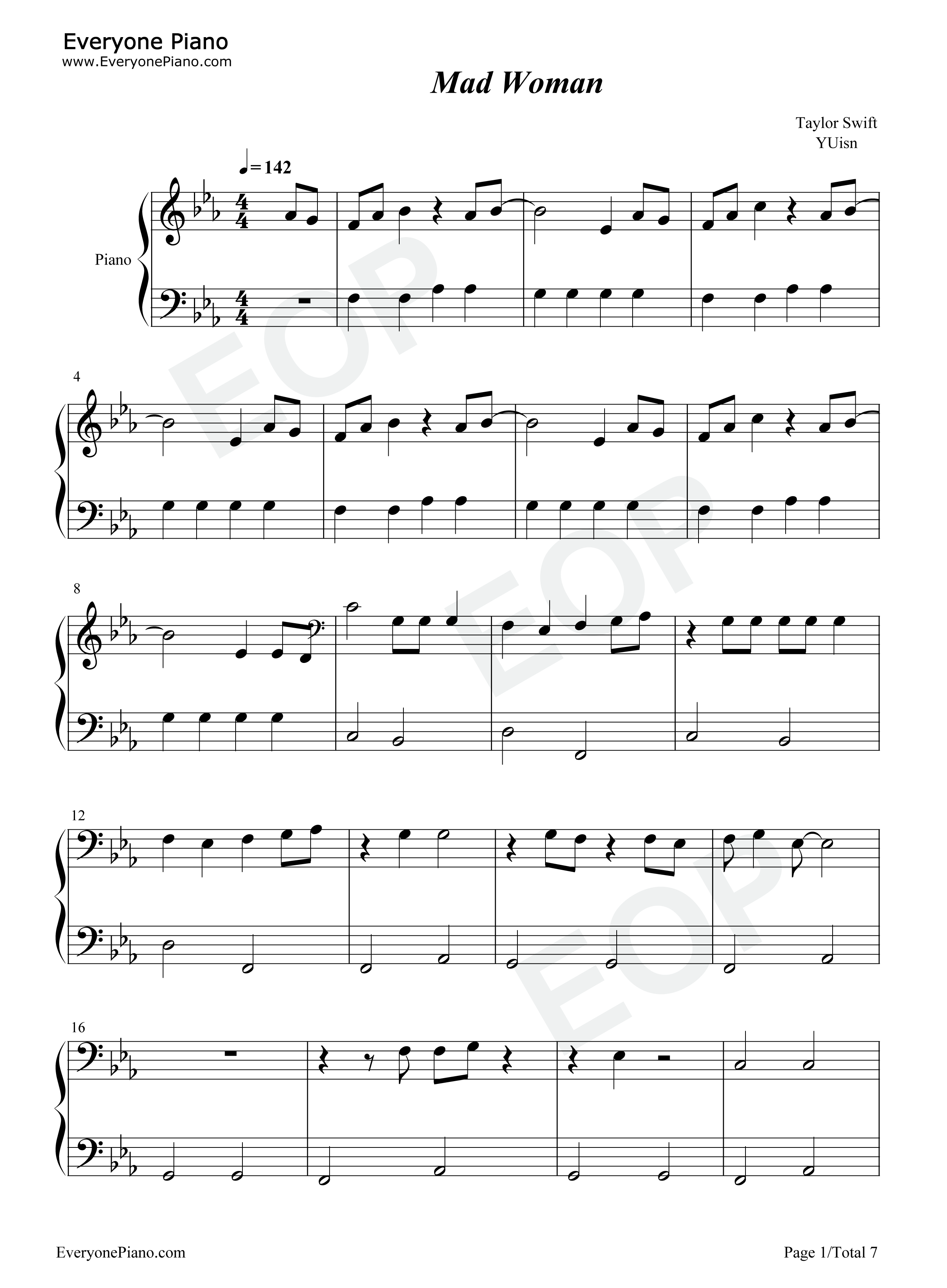 Mad_Woman钢琴谱_Taylor_Swift