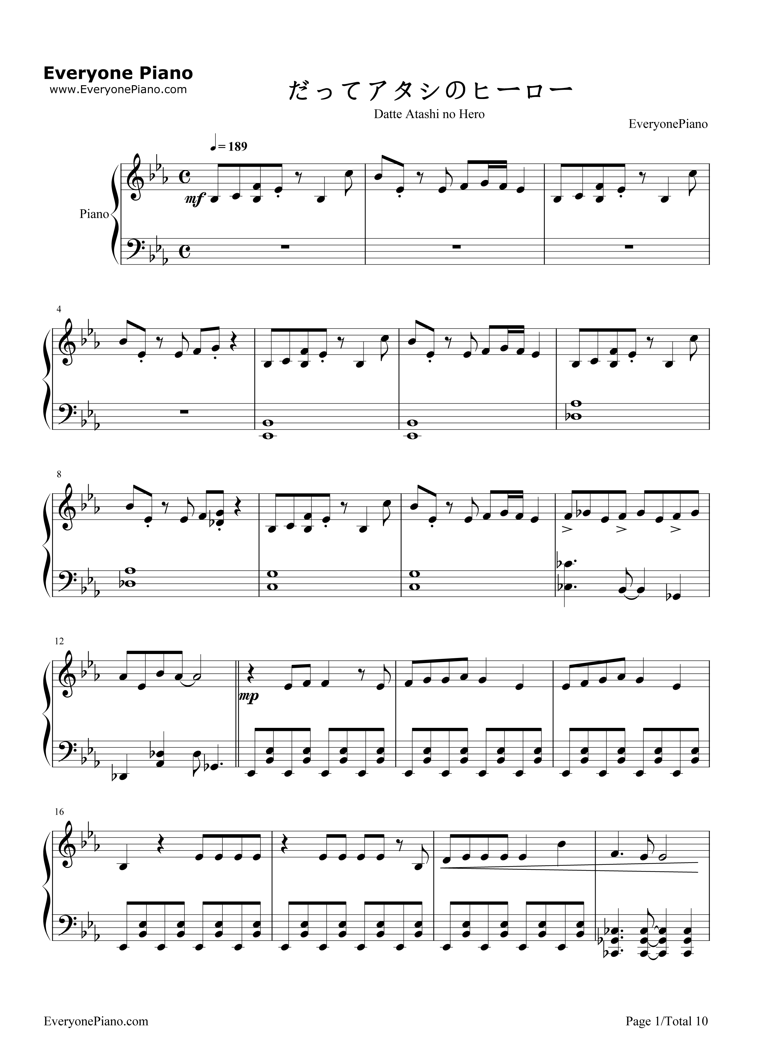 だってアタシのヒーロー钢琴谱_LiSA