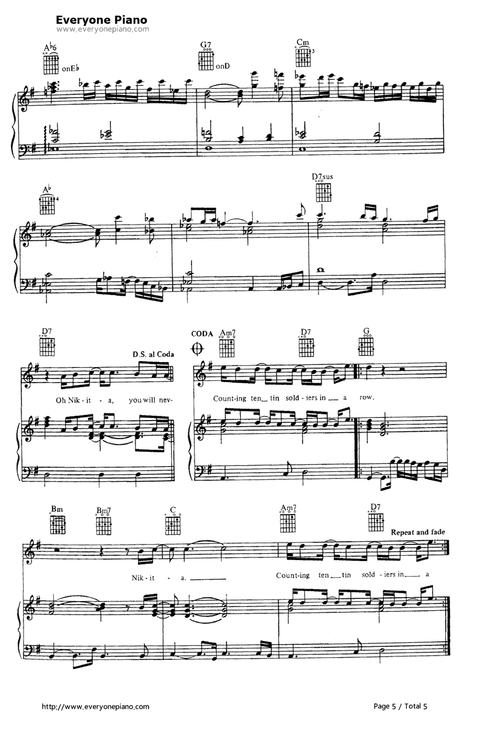 Nikita钢琴谱_Elton_John　__艾尔顿·约翰