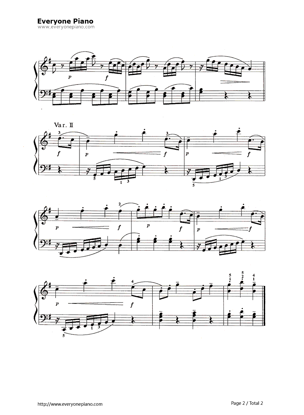 魔笛主题变奏曲钢琴谱_莫扎特__索尔