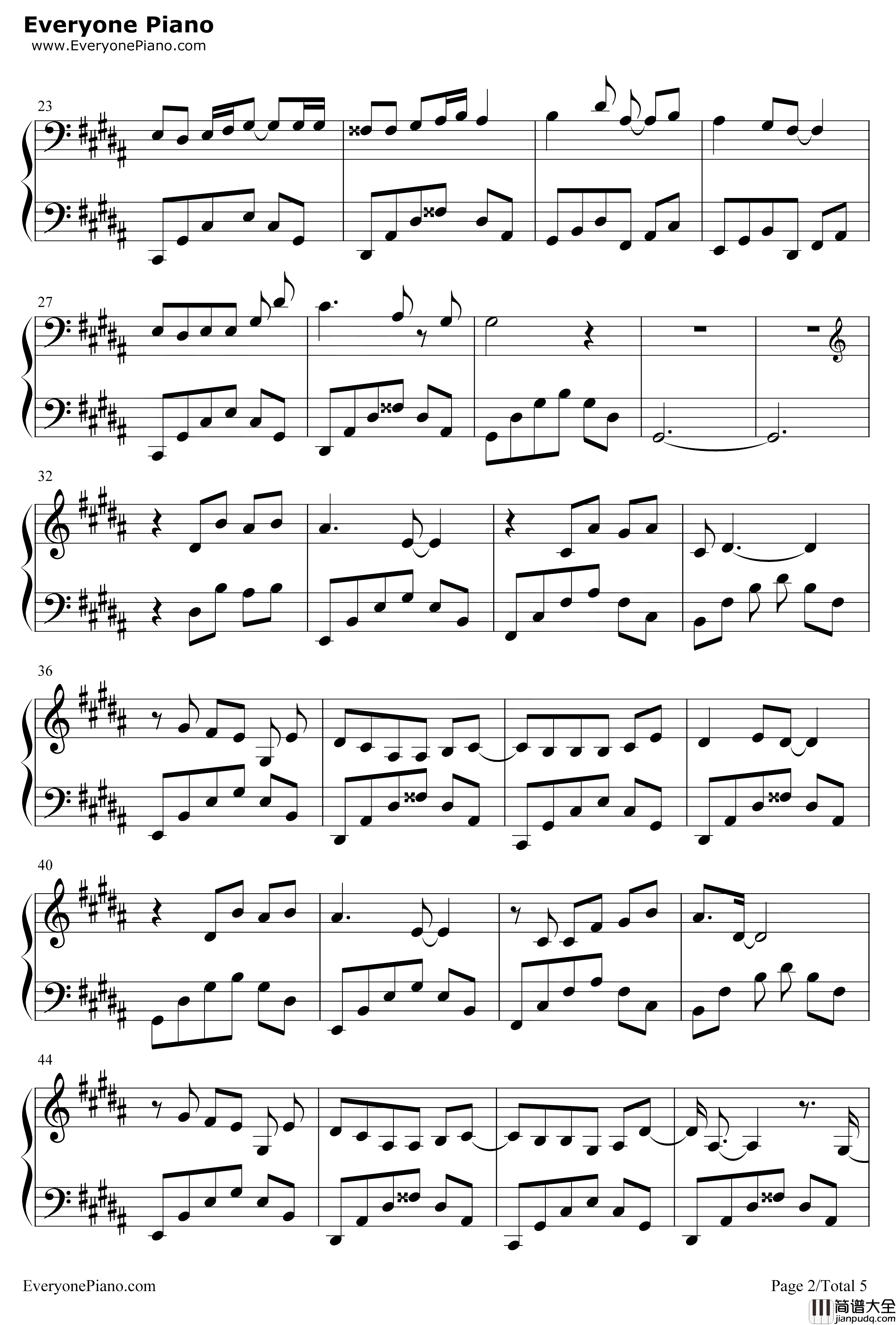 今后我与自己流浪钢琴谱_张碧晨_哪吒之魔童降世片尾曲