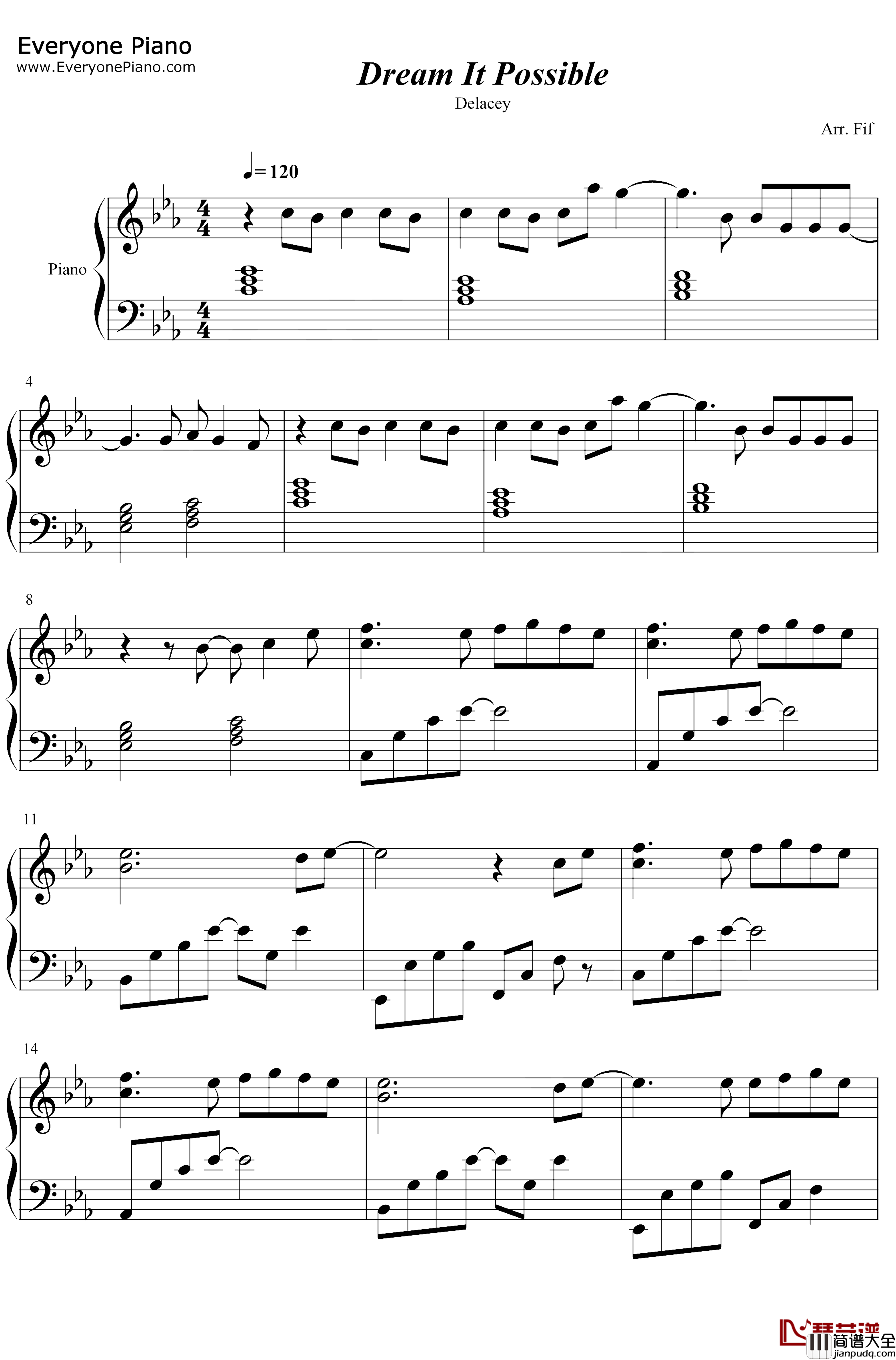 Dream_It_Possible钢琴谱_Delacey_完美版