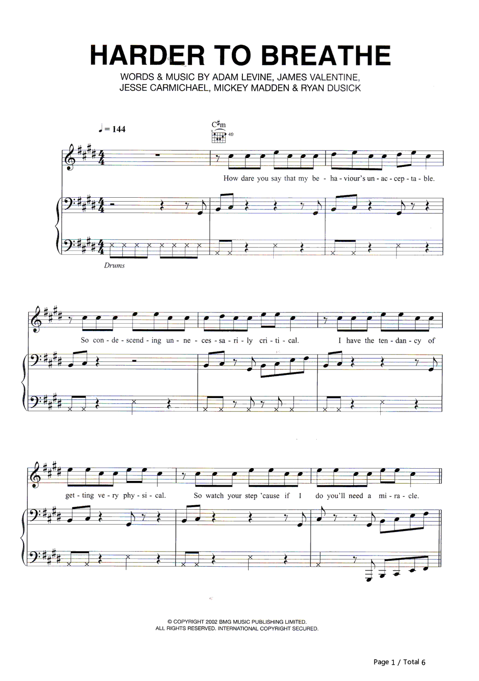 Harder_to_Breathe钢琴谱_Maroon_5