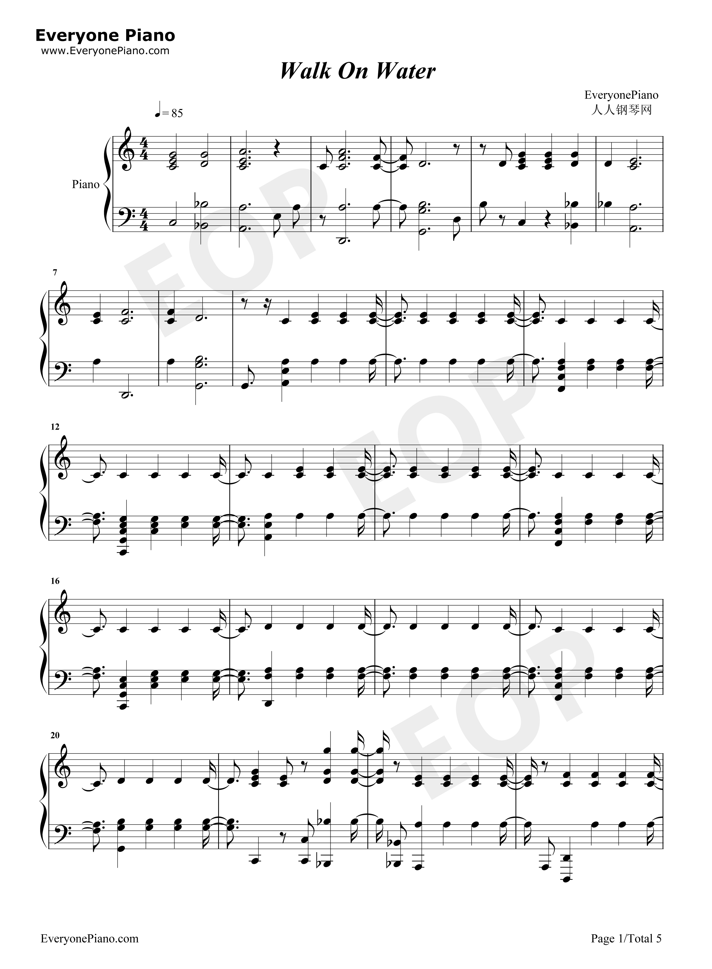 Walk_on_Water钢琴谱_Eminem_Beyonce