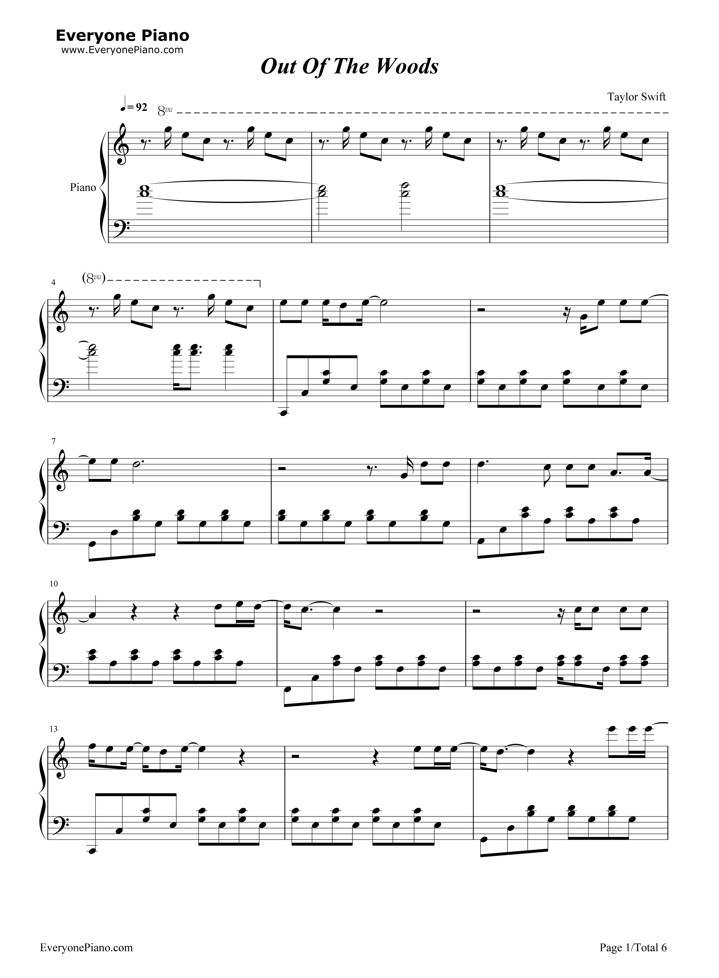 Out_of_the_Woods钢琴谱_Taylor_Swift