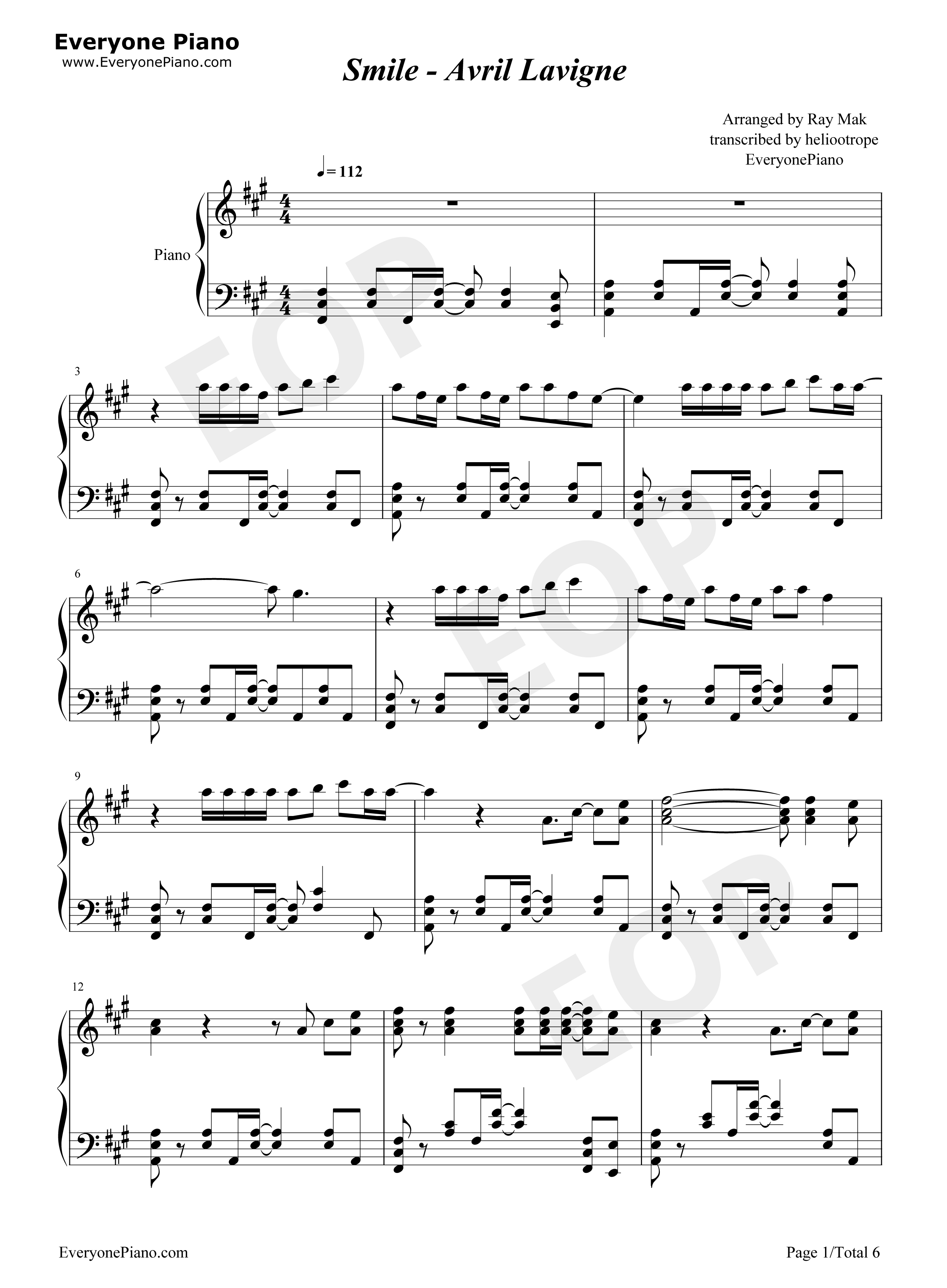 Smile钢琴谱_Avril_Lavigne