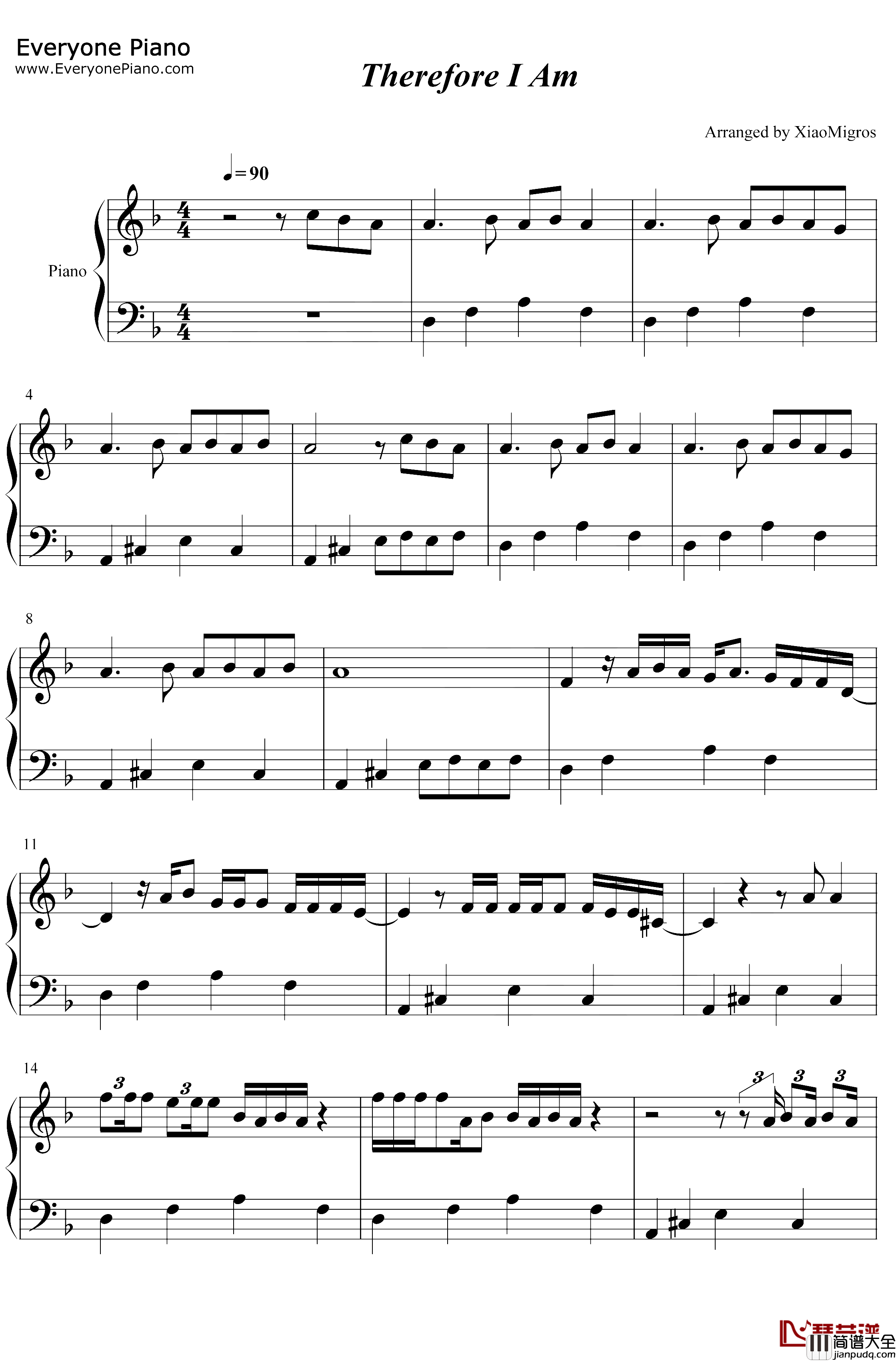 Therefore_I_Am钢琴谱_BillieEilish