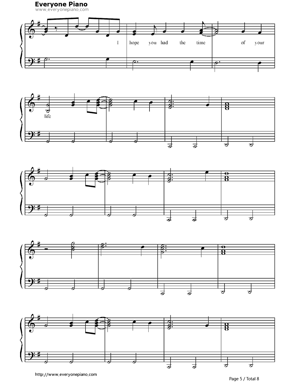 Good_Riddance_(Time_of_Your_Life)钢琴谱_Green_Day　_绿日乐队