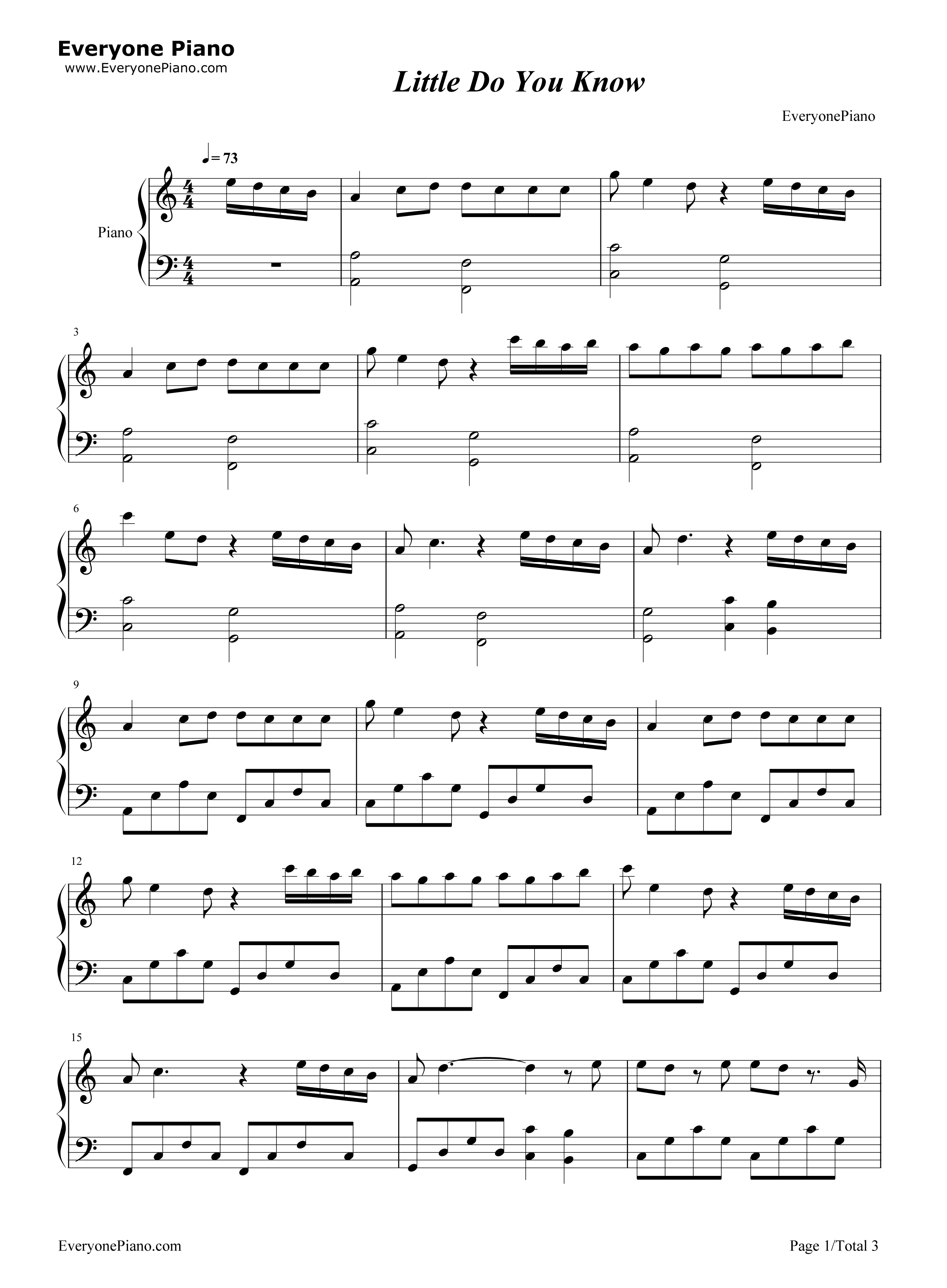 Little_Do_You_Know钢琴谱_Alex_Sierra