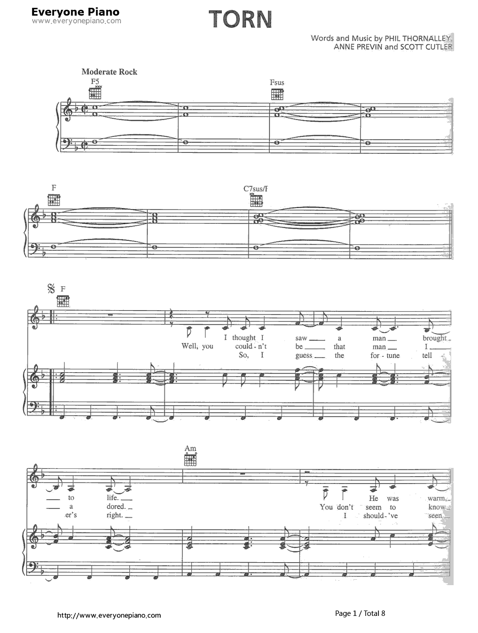 Torn钢琴谱_Natalie_Imbruglia